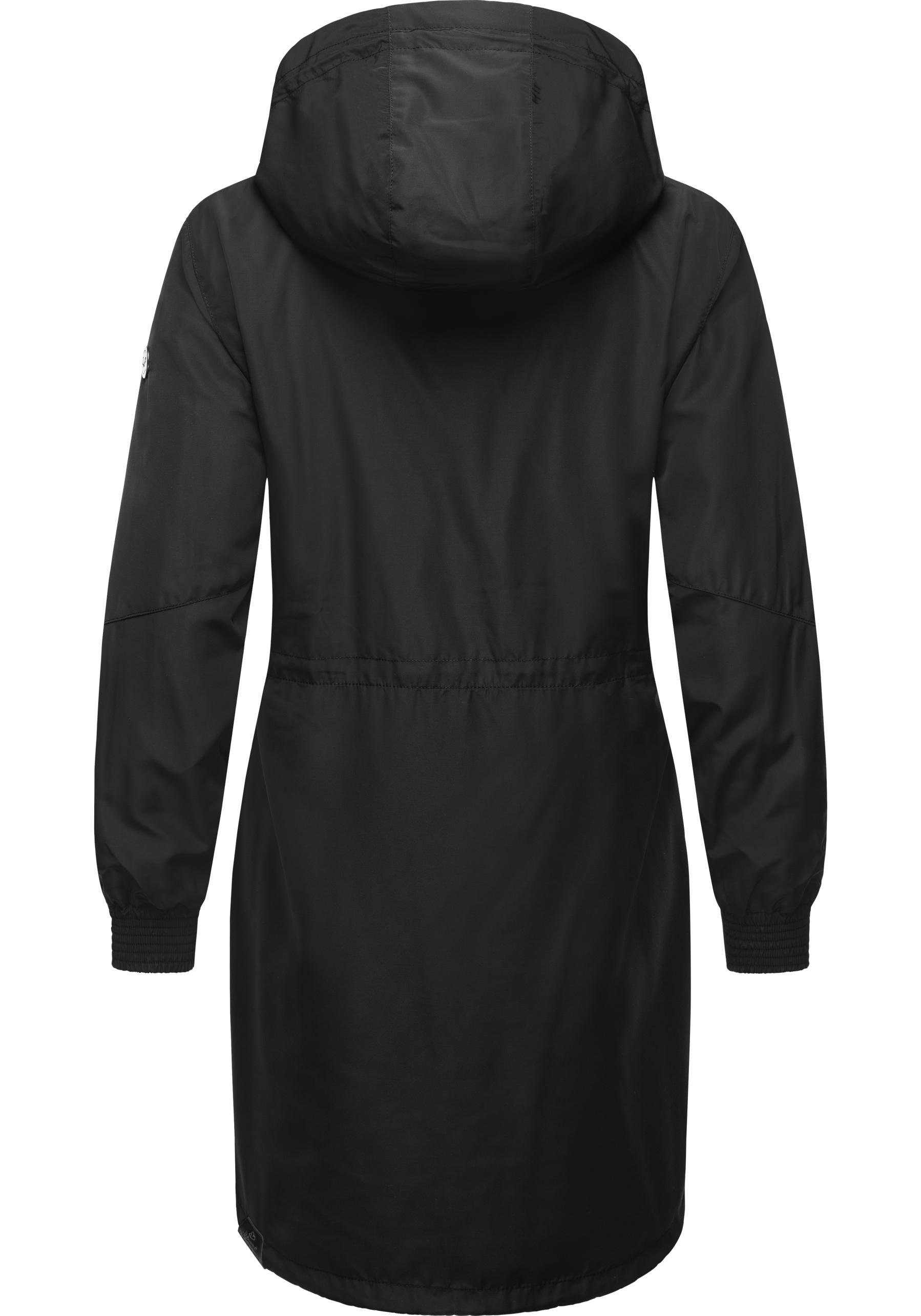 Ragwear Outdoorjacke Bronja stylischer unifarbener schwarz Übergangsmantel