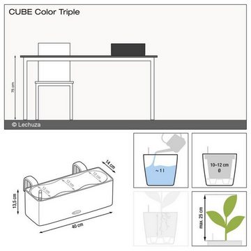 Lechuza® Kräutertopf Cube Color Triple mit Stick-System weiß (Komplettset)