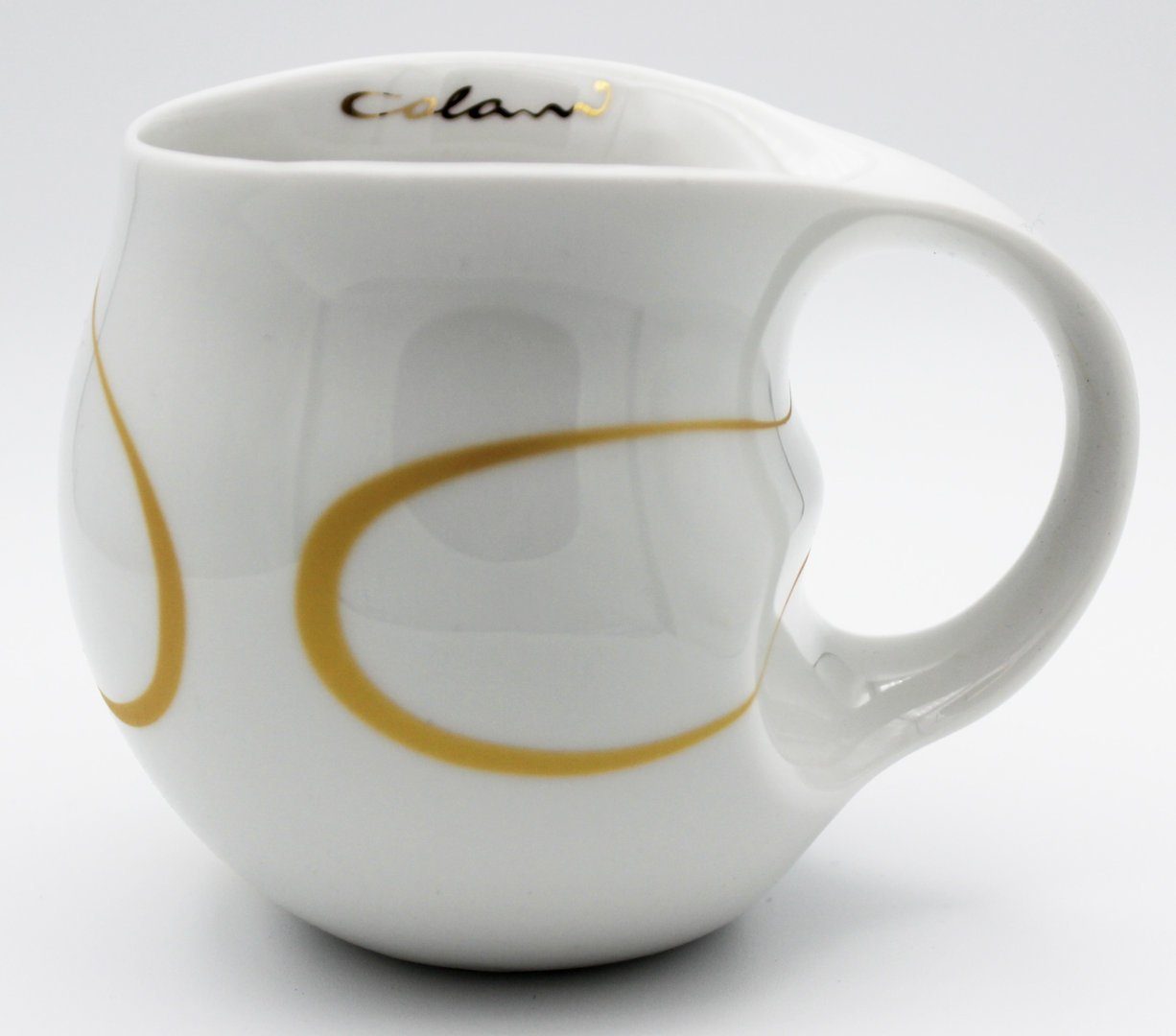 Colani Tasse Dekorierte Kaffeetasse Cappuccinotasse Kaffeebecher Loop gold 260 ml, Porzellan, Colani Schriftzug, im Geschenkkarton