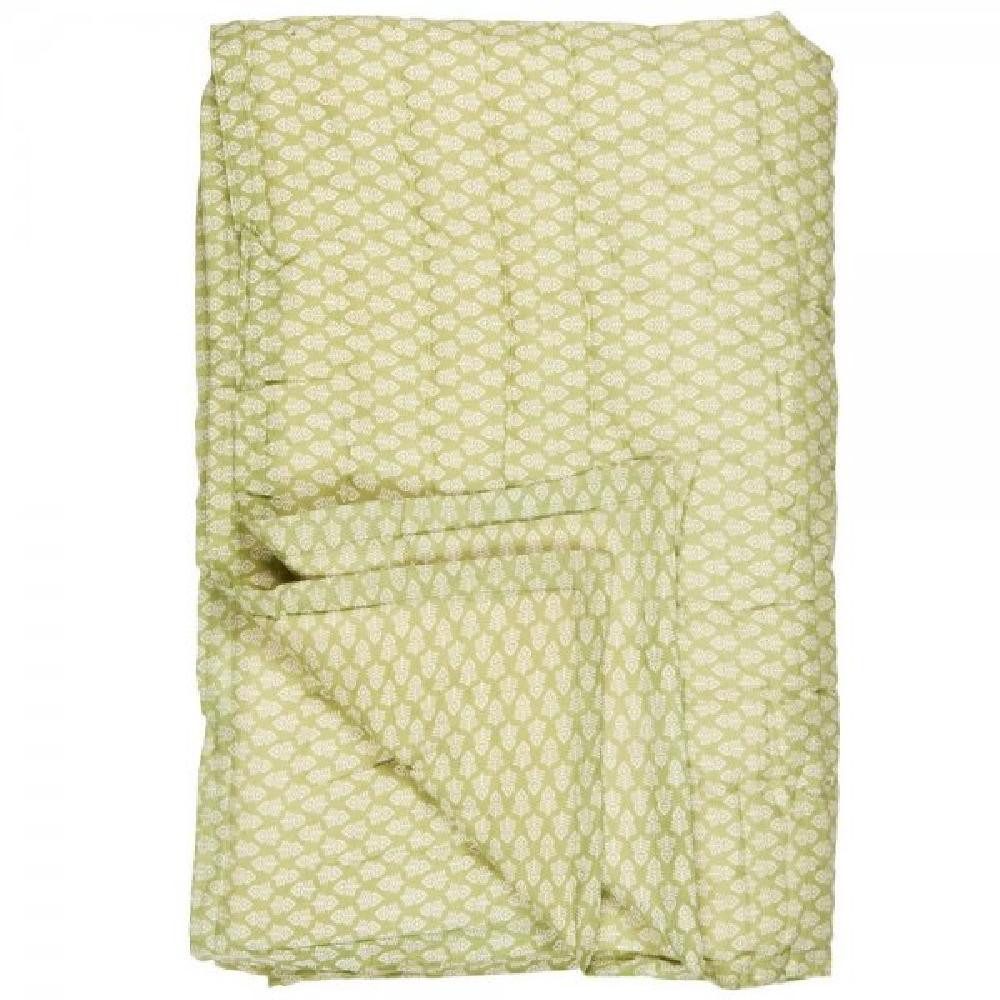 Wohndecke Ib Laursen Quilt Decke Tagesdecke Caja Staubig Grün mit Weißen Blüten