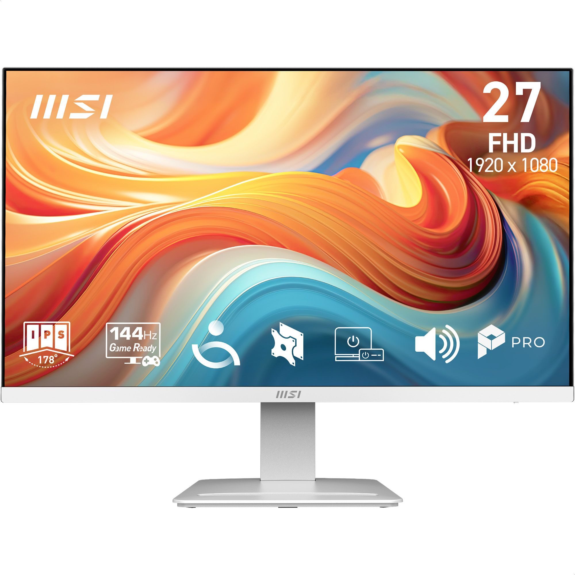 MSI PRO MP273W E14A LED-Monitor (68,6 cm/27 ", 1920 x 1080 px, Full HD, 1 ms Reaktionszeit, 144 Hz, IPS, neigbar, Lautsprecher, geeignet für Business und Gaming)