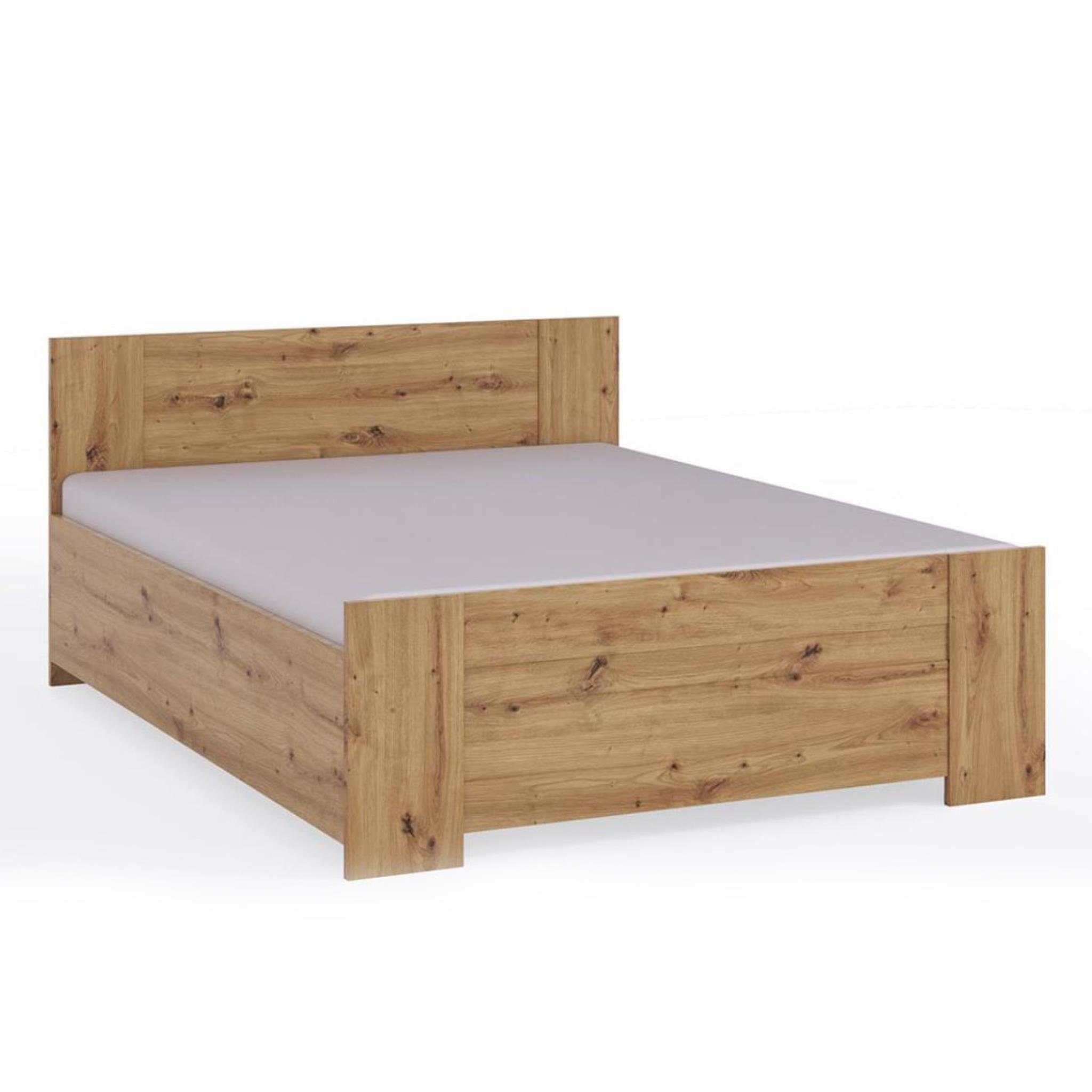 industrial Holzgestell, Bett Bono cm Artisan im Beautysofa mit Bettkasten, Stil), Eiche breite, Holzbett Federn (165 Automaten