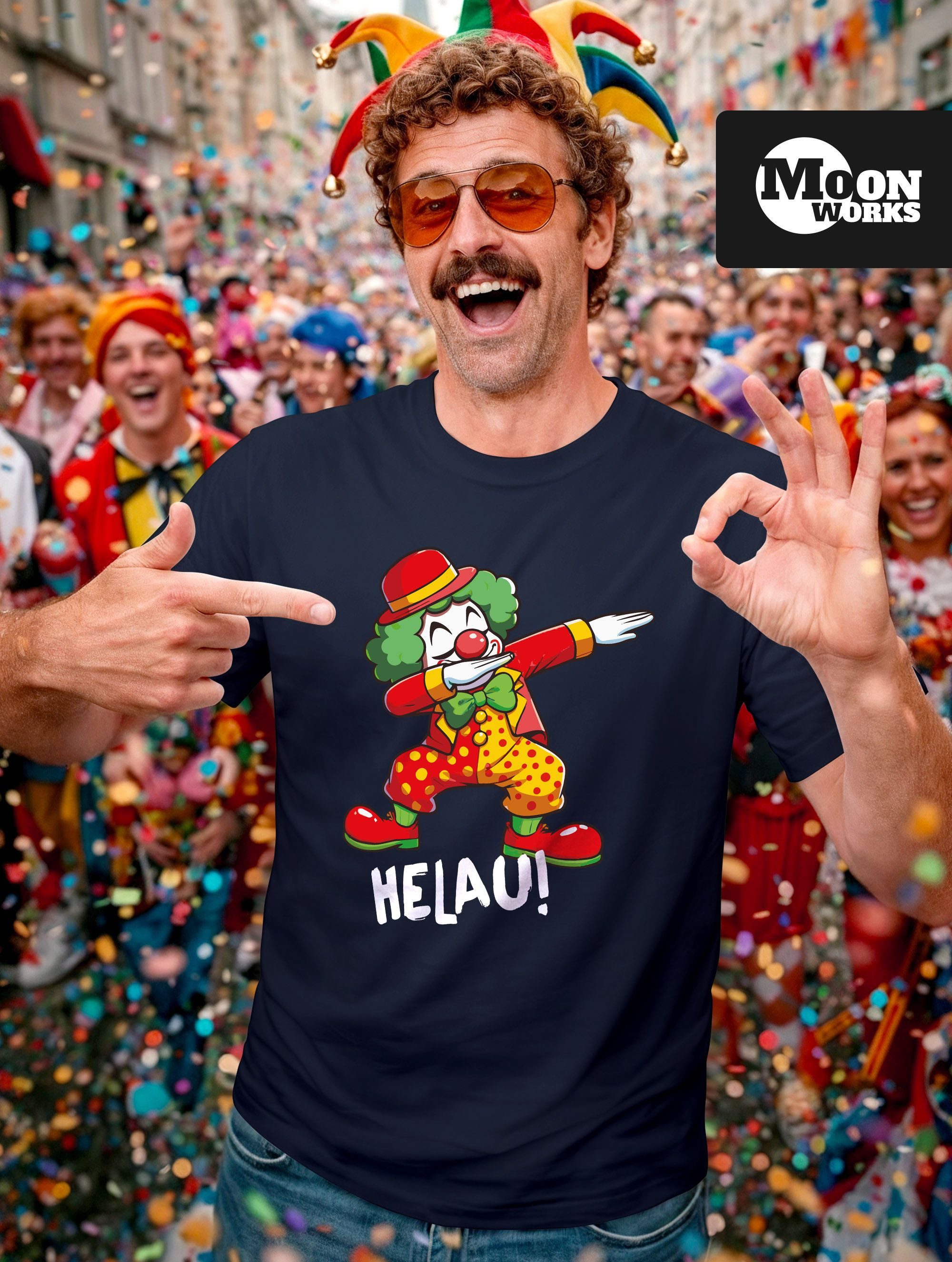 MoonWorks Print-Shirt Herren T-Shirt Fasching Karneval Dabbing Clown Kostüm günstig online kaufen