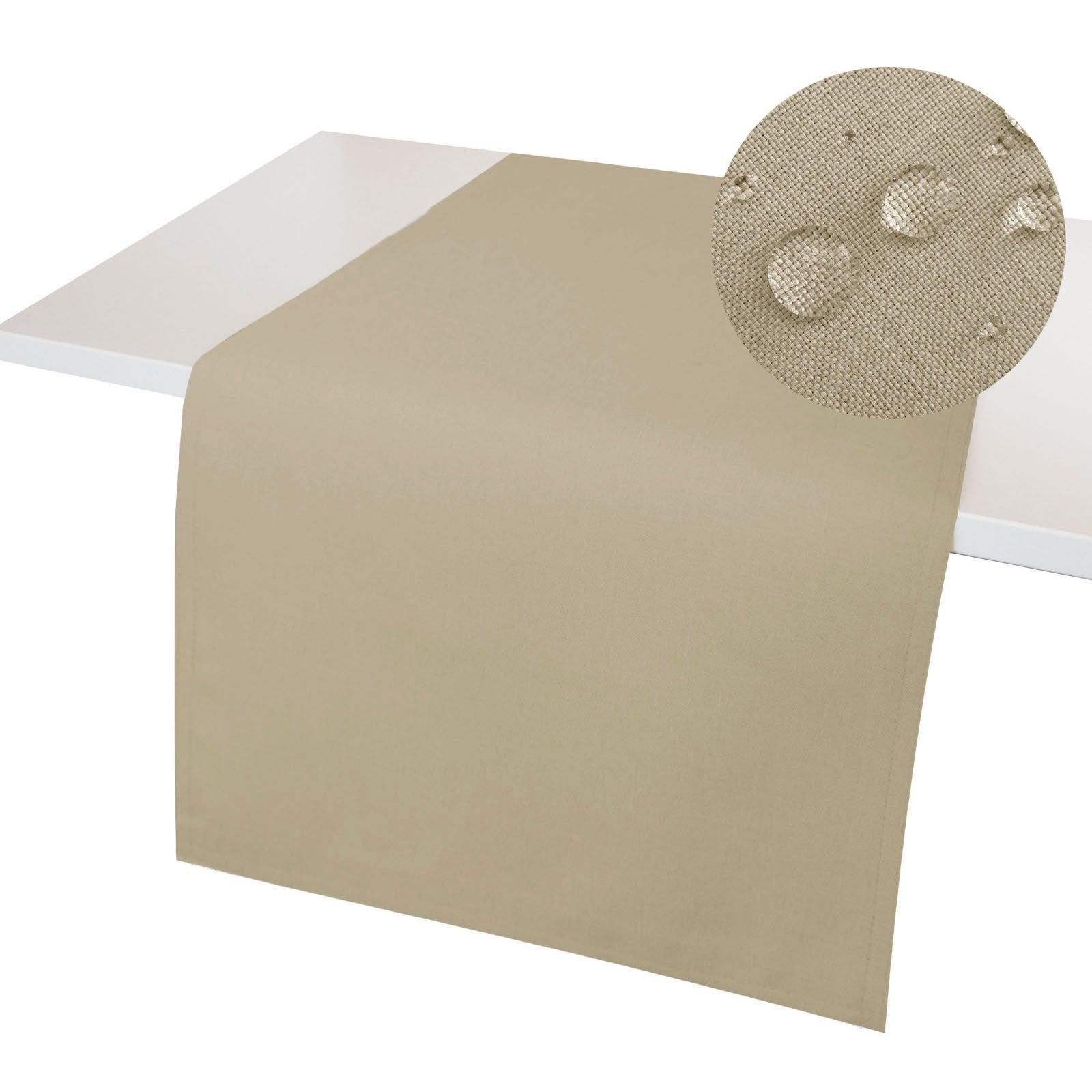 Natur Tischläufer Windstabil, waschbar Tischläufer Lotuseffekt LEINEN-OPTIK Brilliant Fleckschutz
