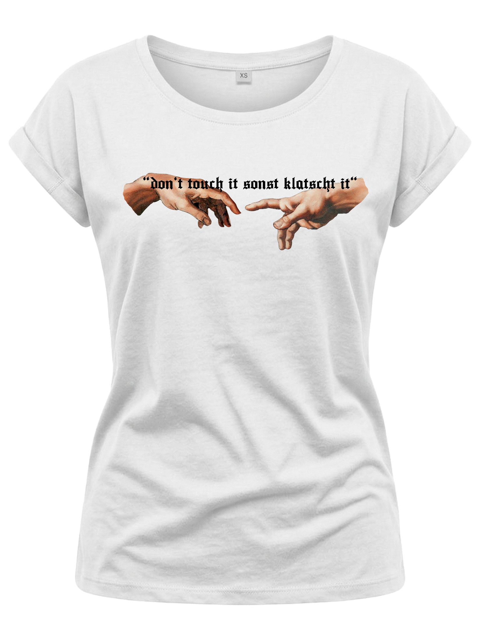 MAKAYA Print-Shirt Damen Sprücheshirt Druck Spruch lustige Sprüche Top Tunika Aufdruck Frauen