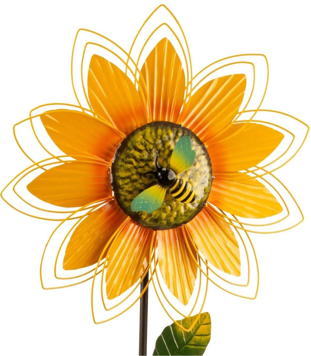 Windrad Windrad Sonnenblume mit Biene Gartenstecker 160cm Deko Garten Sommer