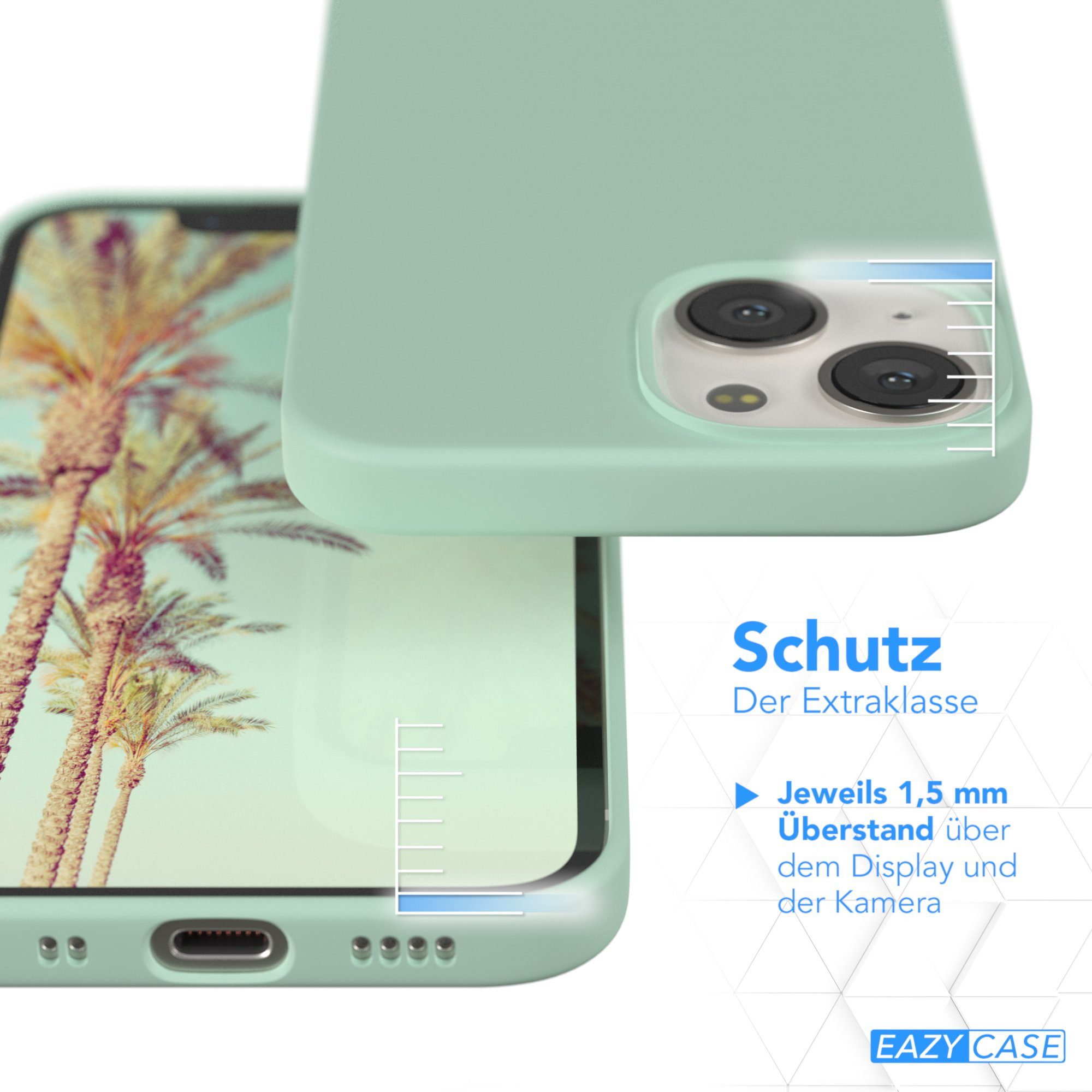 EAZY CASE Handyhülle Premium Silikon Case für Apple iPhone 13 Mini 5,4 Zoll, Cover Hülle mit Kameraschutz Bumper Case Slimcover kratzfest Mint Grün
