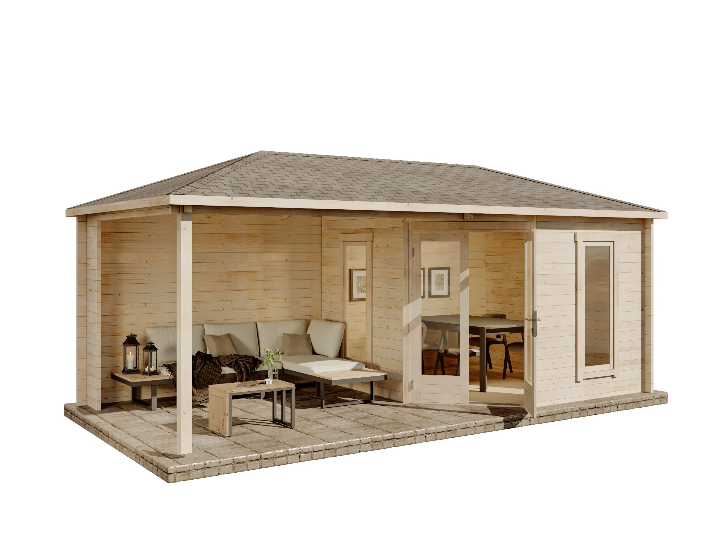 Alpholz Gartenhaus Holz 5-Eck Liwa, BxT: 613,5x316,7 cm