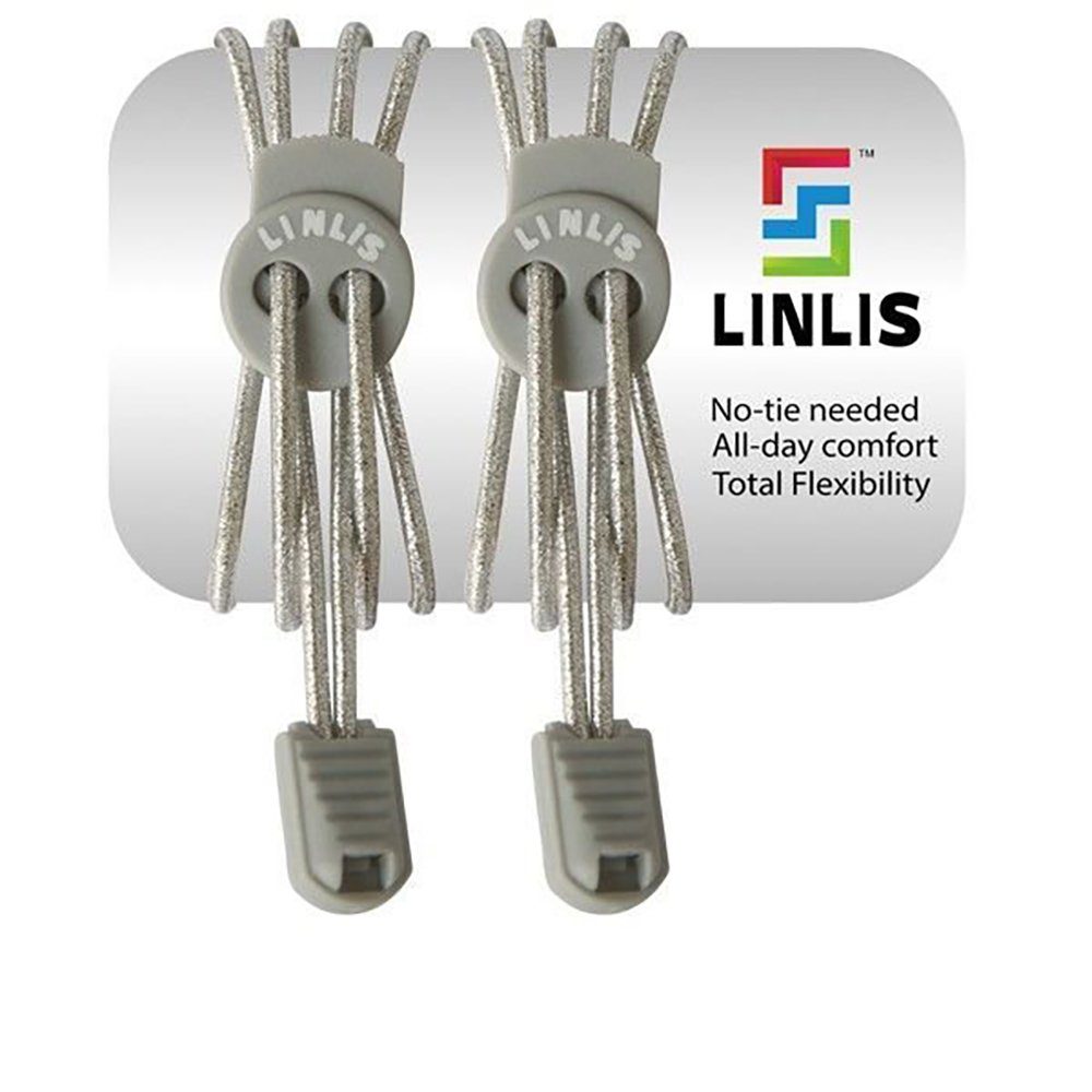 LINLIS Schnürsenkel Elastische Schnürsenkel ohne zu schnüren LINLIS Stretch FIT Komfort mit 27 prächtige Farben, Wasserresistenz, Strapazierfähigkeit, Anwenderfreundlichkeit Silber-1
