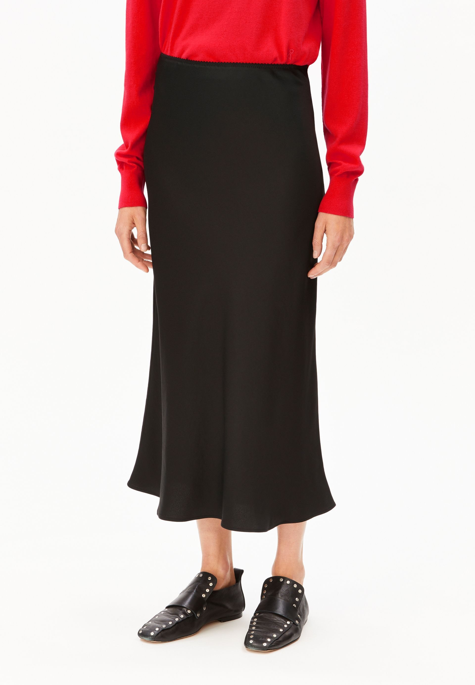 Armedangels Jerseyrock LENOVAA SATIN Webrock aus Naia™ Renew Mix (Regular Fit) Midi