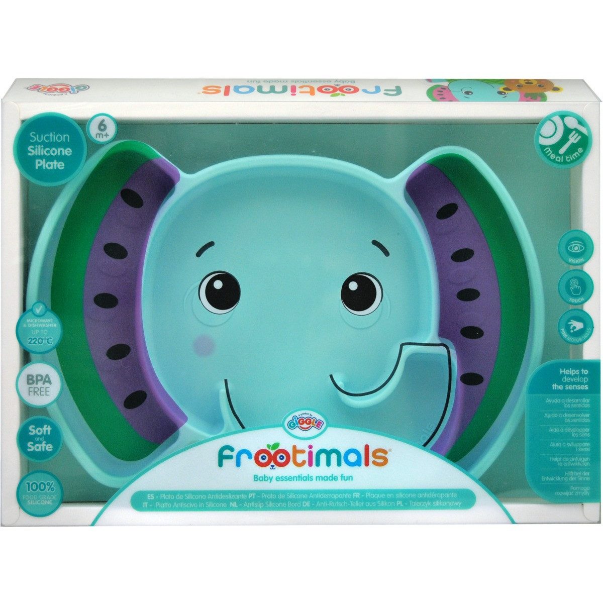 Glorex Kinderschüssel Frootimals Silikonteller Bubba Melephant blau rutschfest