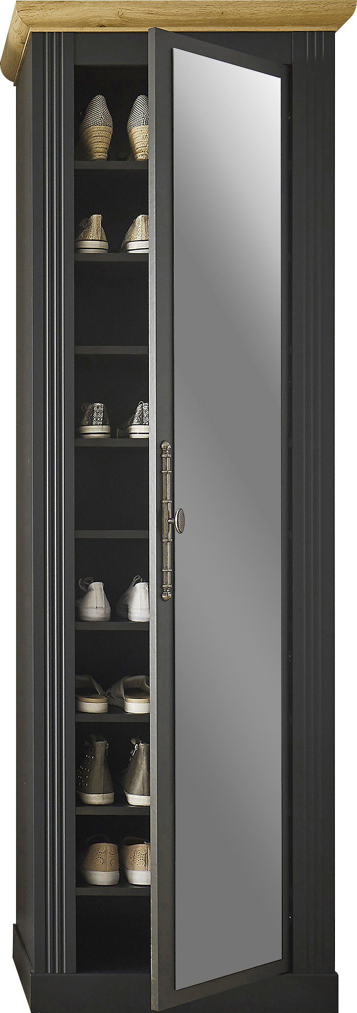 OTTO home Schuhschrank Westminster, Schrank im Landhausstil, Hochschrank, Garderobenschrank Metallgriffe, mit Spiegeltür, viel Stauraum, in 2 Farben erhältlich – Bild 5 von 5