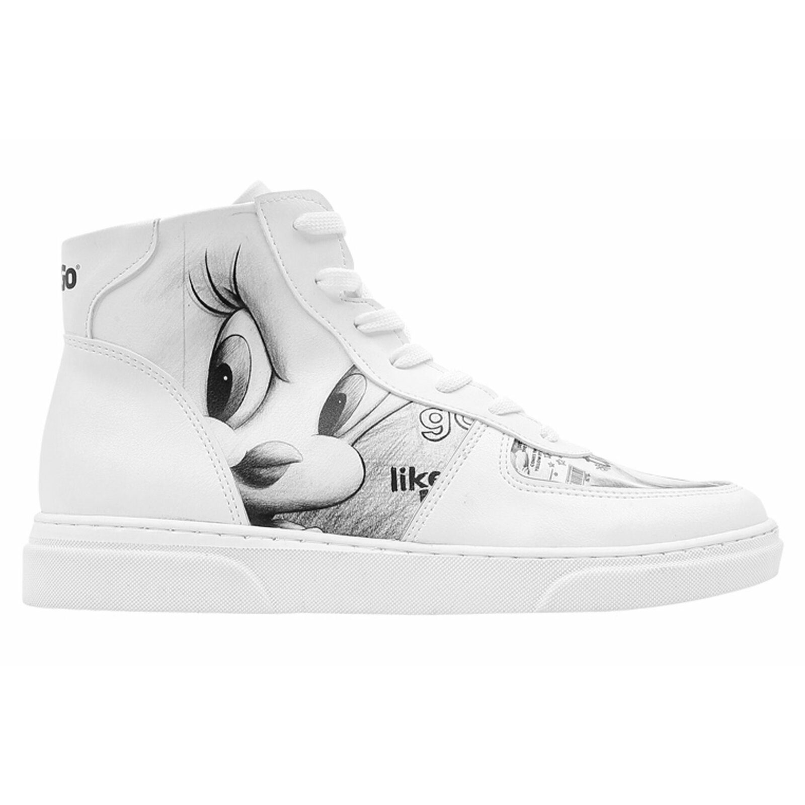 DOGO Ace Boots Tweety Sketch Damen High Sneaker, Ace Boots Tweety Sneaker Handgefertigt