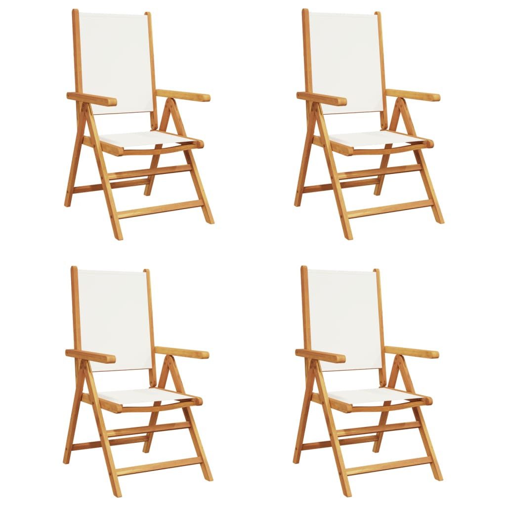 vidaXL Gartenstuhl Klappstuhl Verstellbar 4 Stk. Cremeweiß Stoff und Massivholz (4 St)