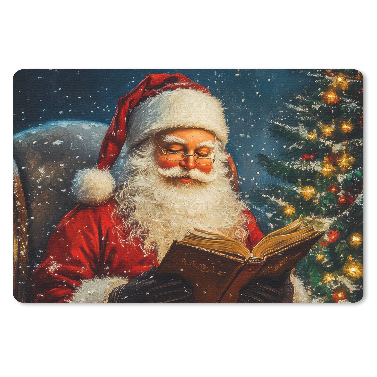 MuchoWow Mauspad Weihnachtsmann - Weihnachten - Winter - Weihnachtsbaum (1-St), Büro für Tastatur und Maus, Mousepad Gaming, Desk Mat, 60x40 cm