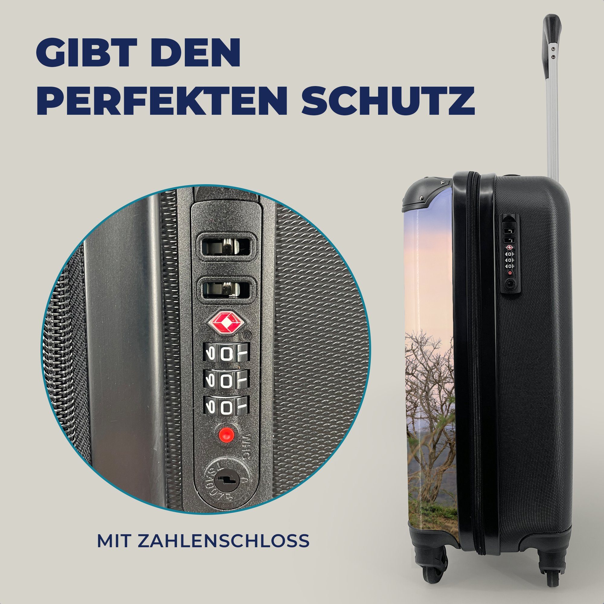 MuchoWow Handgepäckkoffer Giraffen - Himmel - Landschaft, 4 Rollen, Reisetasche mit rollen, Handgepäck für Ferien, Trolley, Reisekoffer