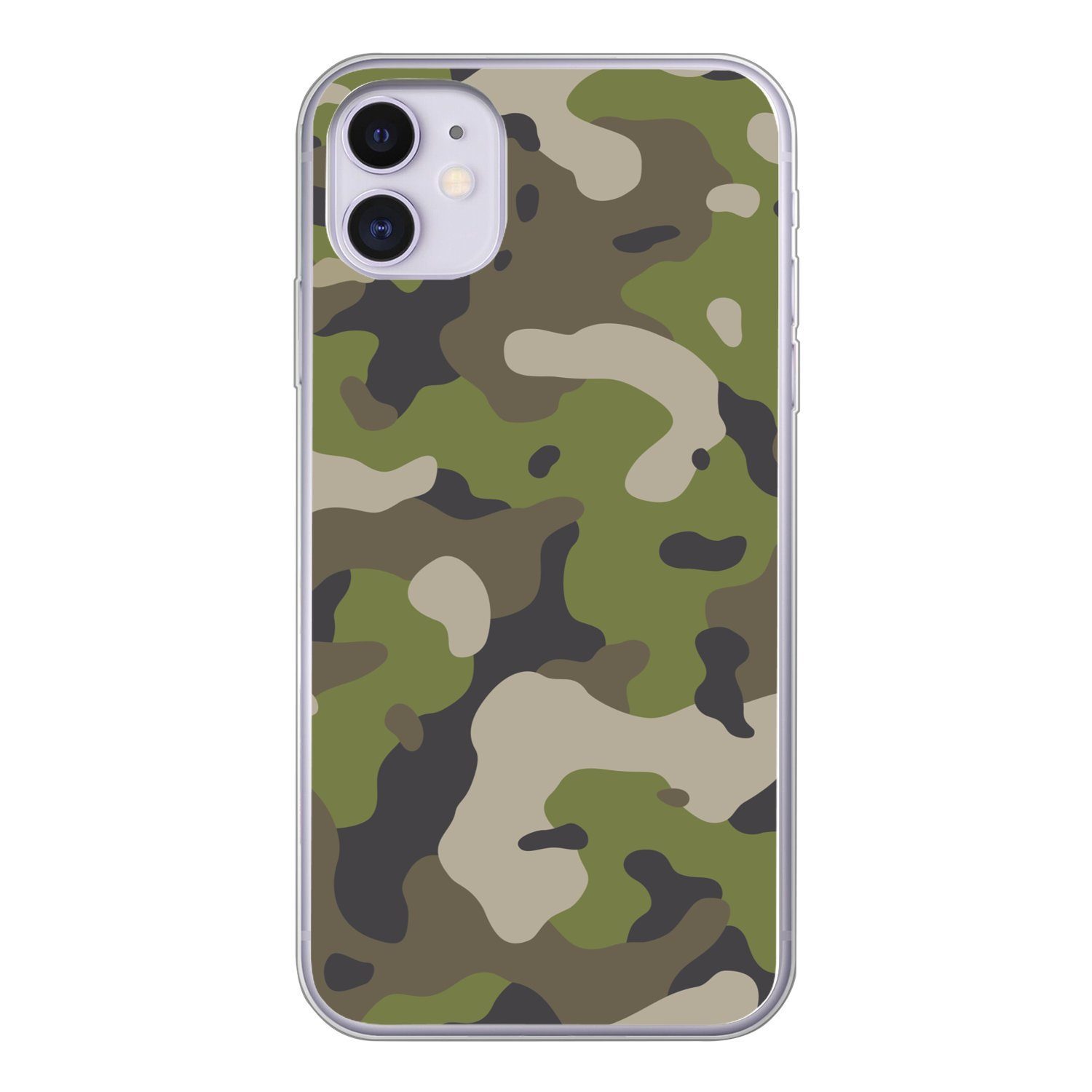 MuchoWow Handyhülle für Apple iPhone 11 Camouflage-Muster mit militärischen Farben, Smartphone-Bumper, Print, Handy Schutzhülle Dünn