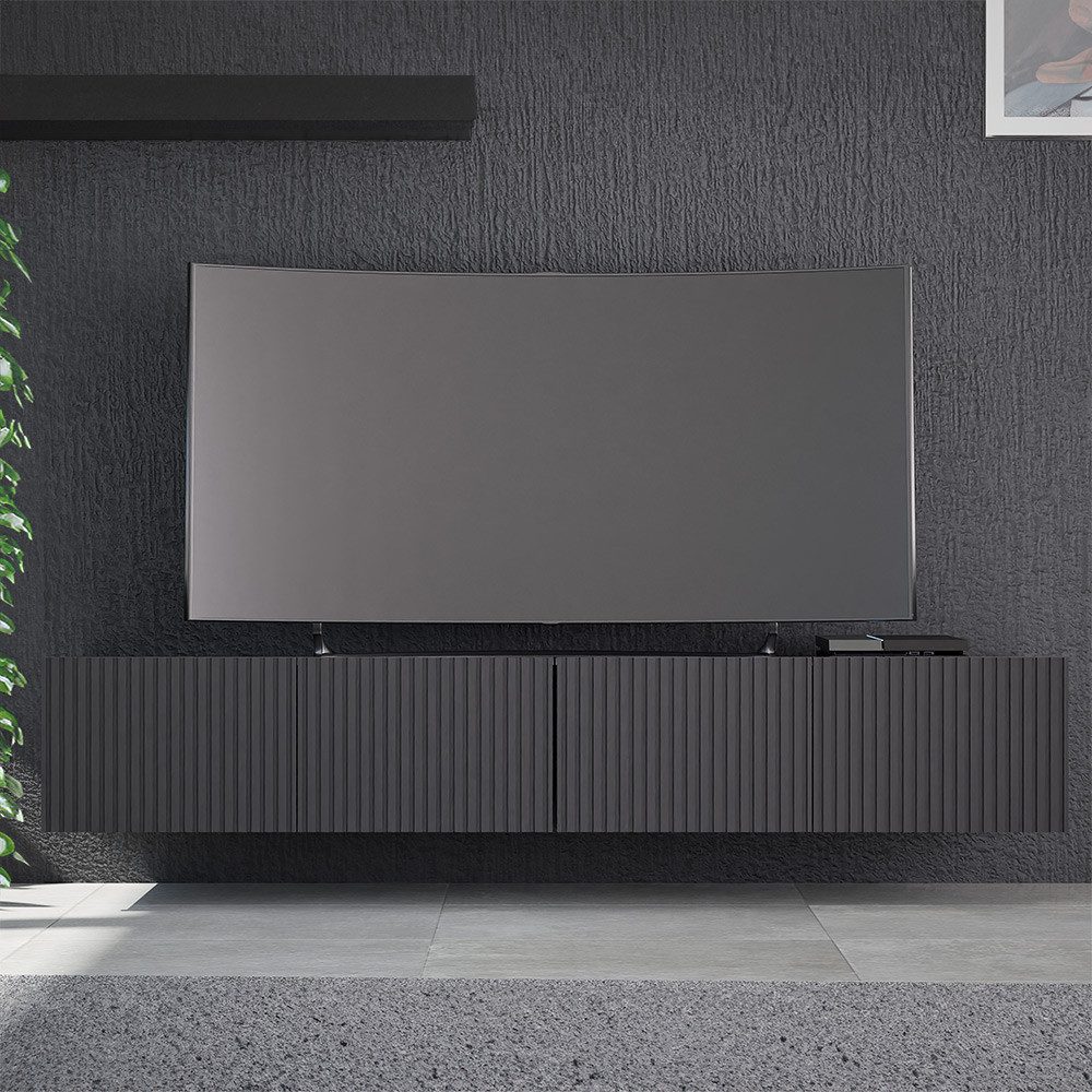 Lomadox Lowboard KEMPTEN-132, in schwarz matt, 4-türig, Breite 200 cm, Rill günstig online kaufen