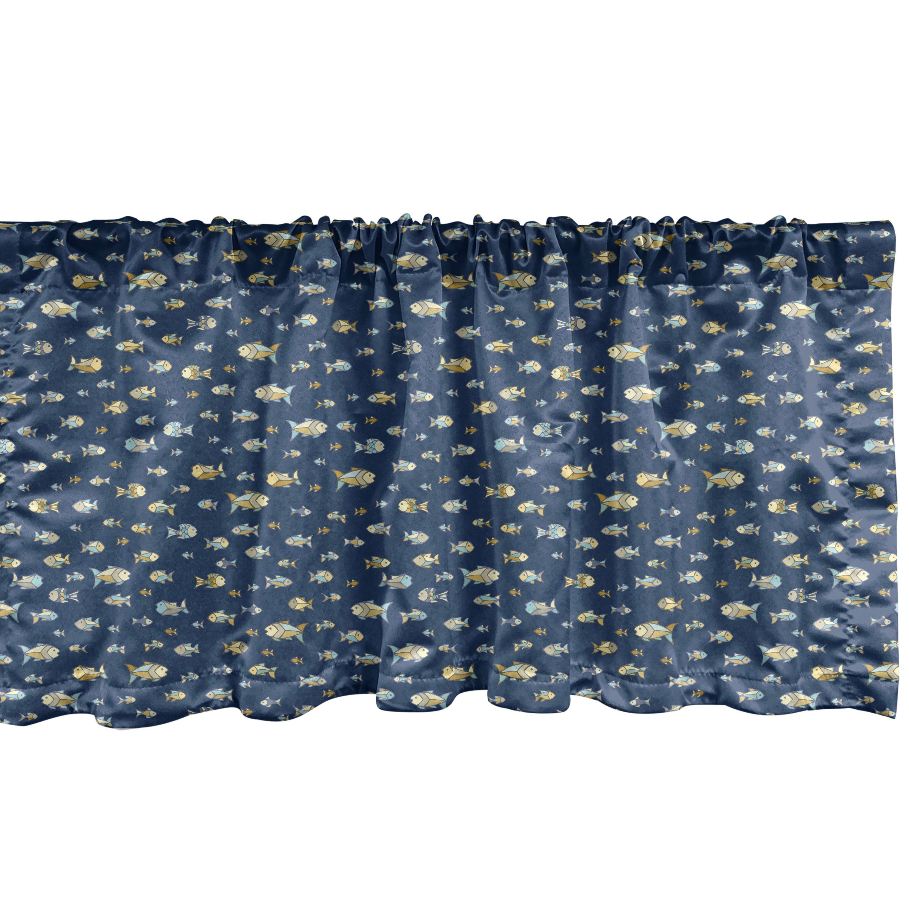 Scheibengardine Vorhang Volant für Küche Schlafzimmer Dekor mit Stangentasche, Abakuhaus, Microfaser, Fisch Wassertier Unregelmäßige Größen