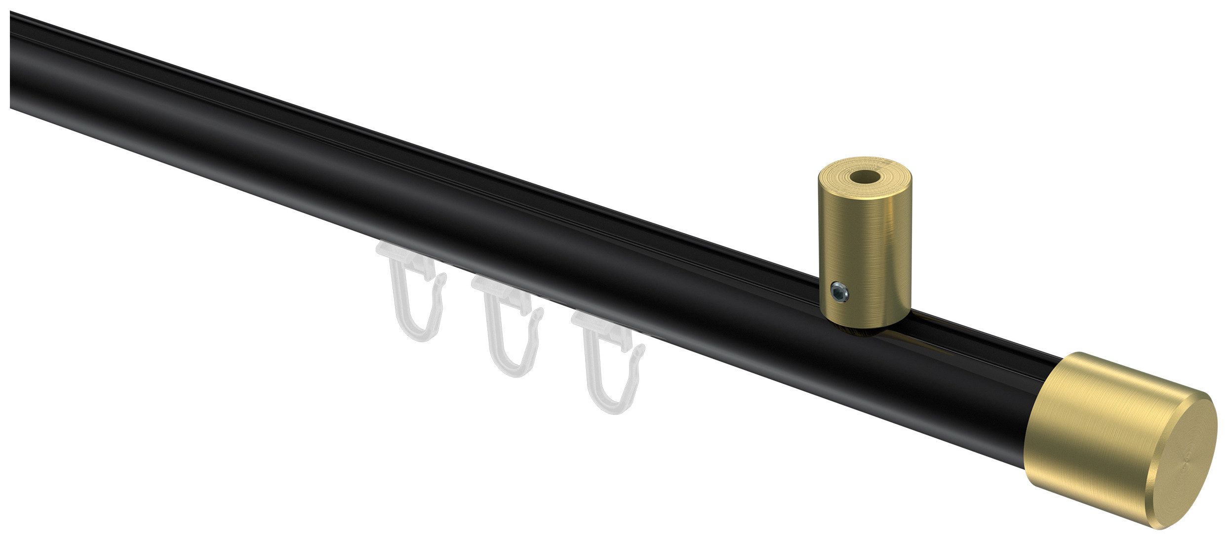 INTERDECO Innenlaufschiene Sonius Santo, Ø 20 mm, 1-läufig, Fixmaß, kürzbar, Deckenmontage, Aluminium, Schwarz / Messing-Optik / Bicolor