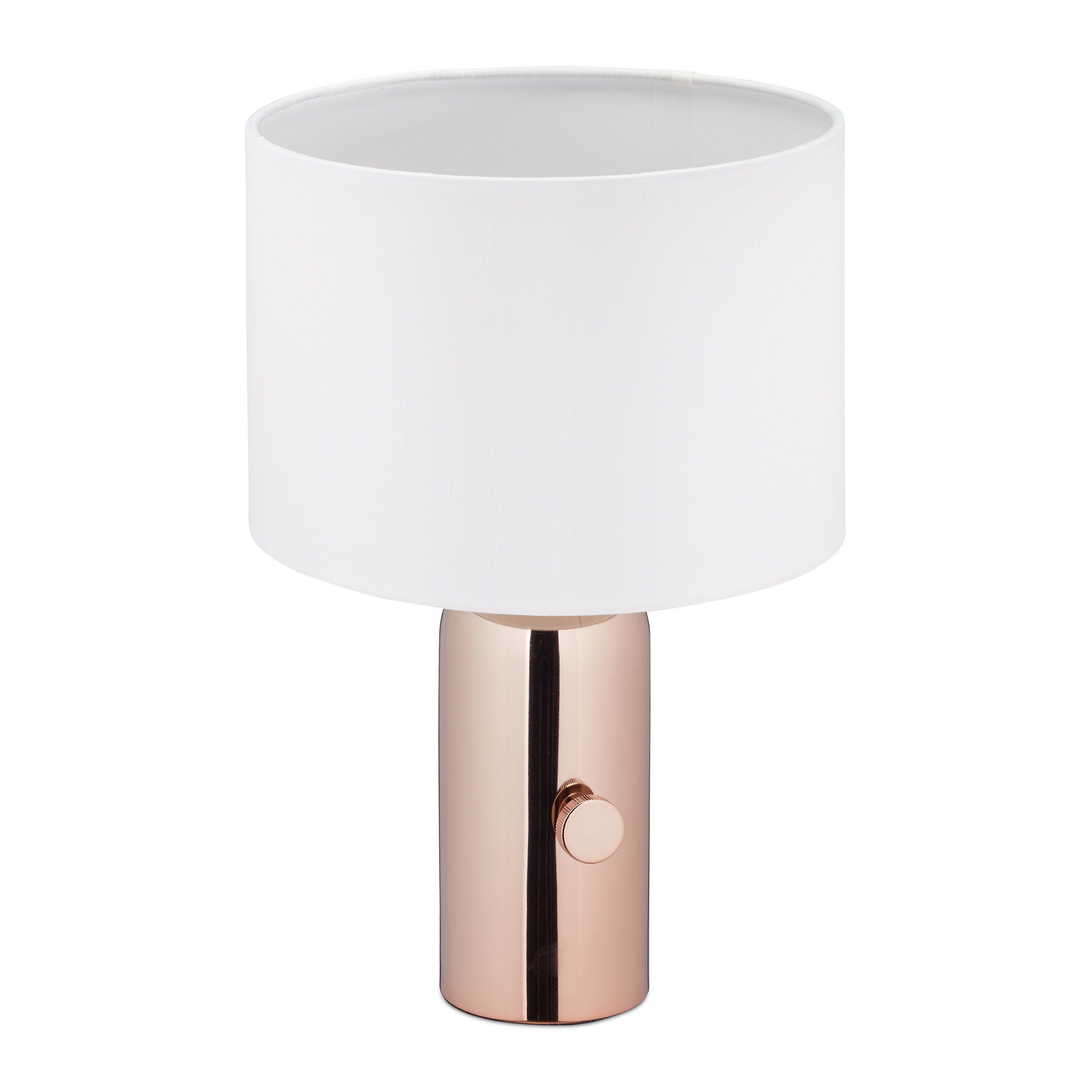 relaxdays Nachttischlampe Dimmbare Nachttischlampe, Weiß Weiß Kupfer | Tischlampen