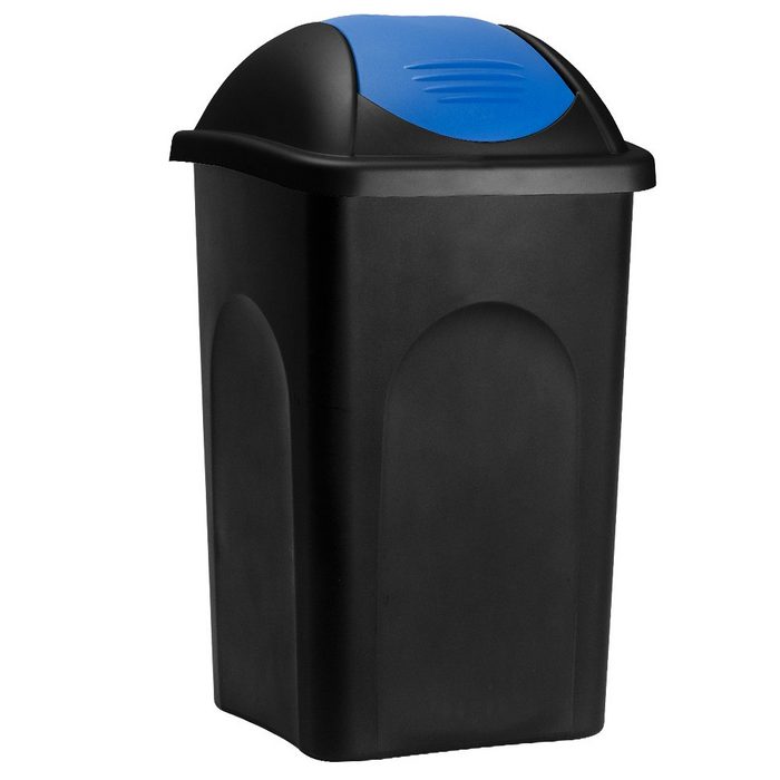 Stefanplast Mülleimer Push Can 60 L Schwarz Blau Abfallbehälter 68x41x41cm Papierkorb Müllsystemtrennung Küche