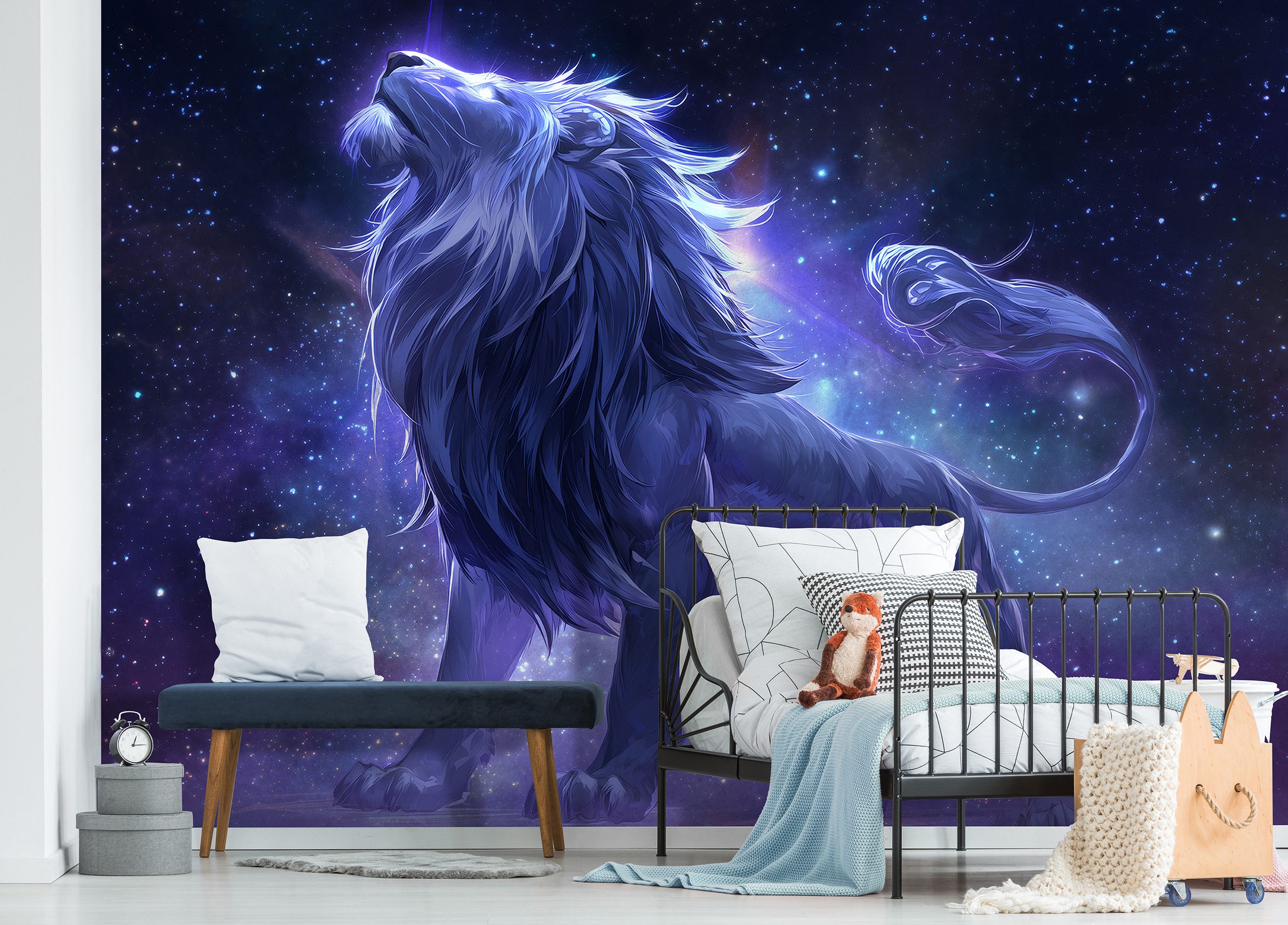 Wallarena Fototapete Löwe Tiere - Mehrfarbig - Jugendliche - Vlies - Schlafzimmer, glatt, (2 St), 100x70cm