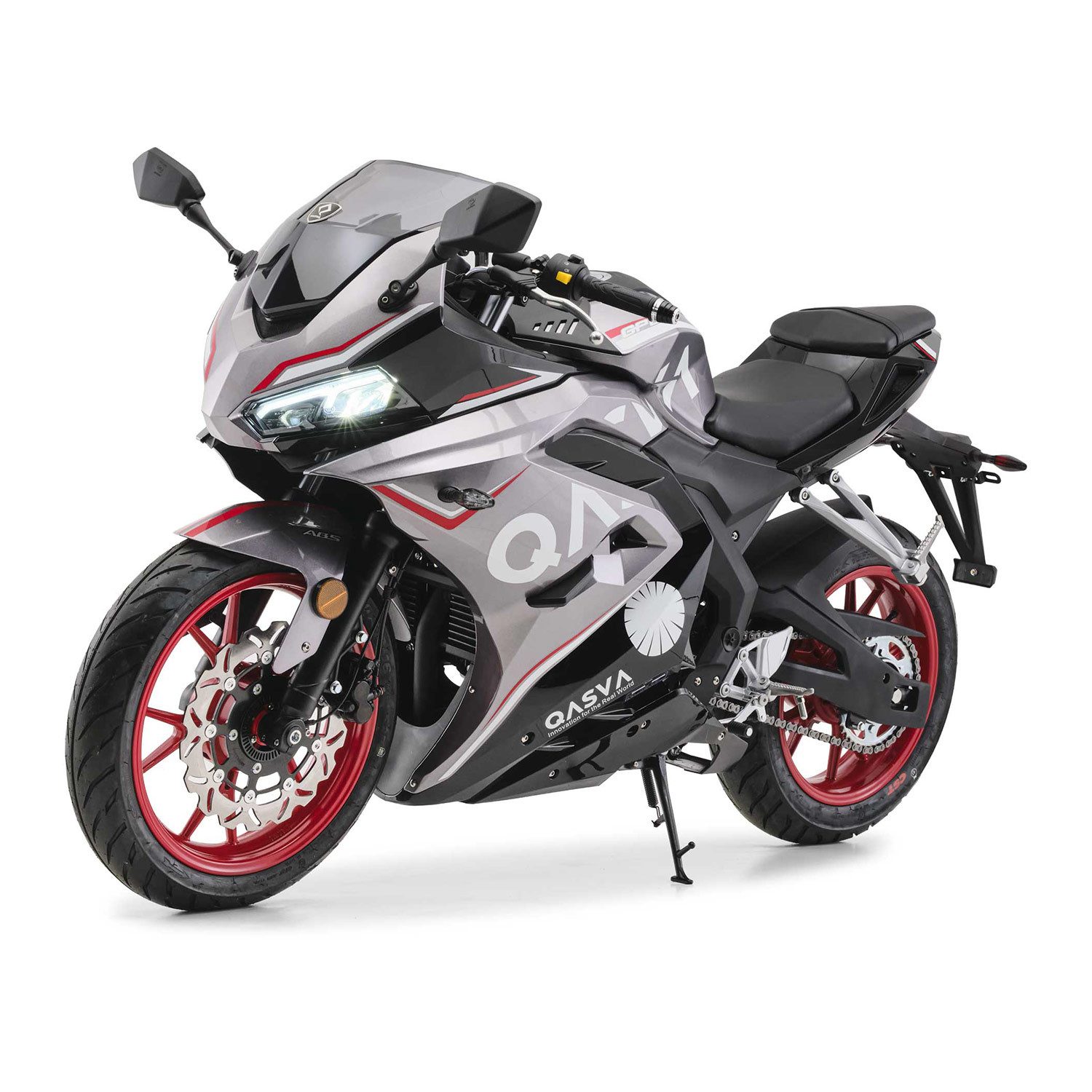 QASVA Motorrad GP-2 125CCM Schwarz, 124 ccm, 96 km/h, Euro 5+, 2-Kanal-ABS, 5-Zoll-TFT, LED, USB-A/USB-C, Doppel-Auspuff