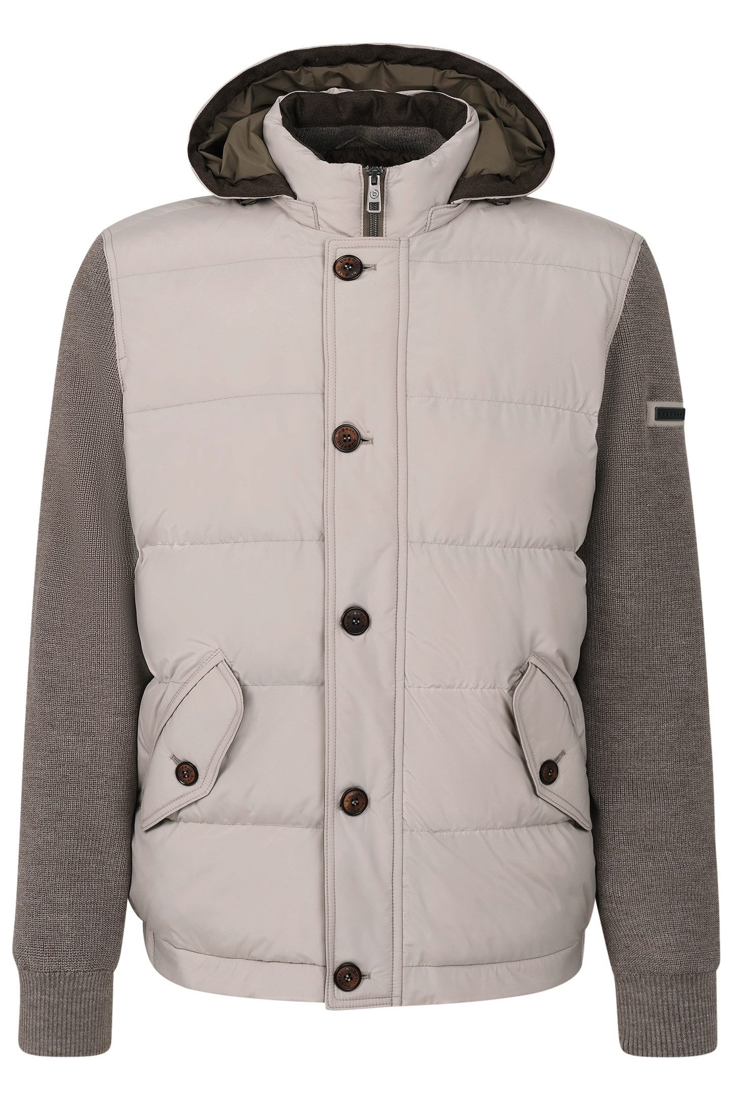 bugatti Strickjacke mit Stehkragen und Kapuze
