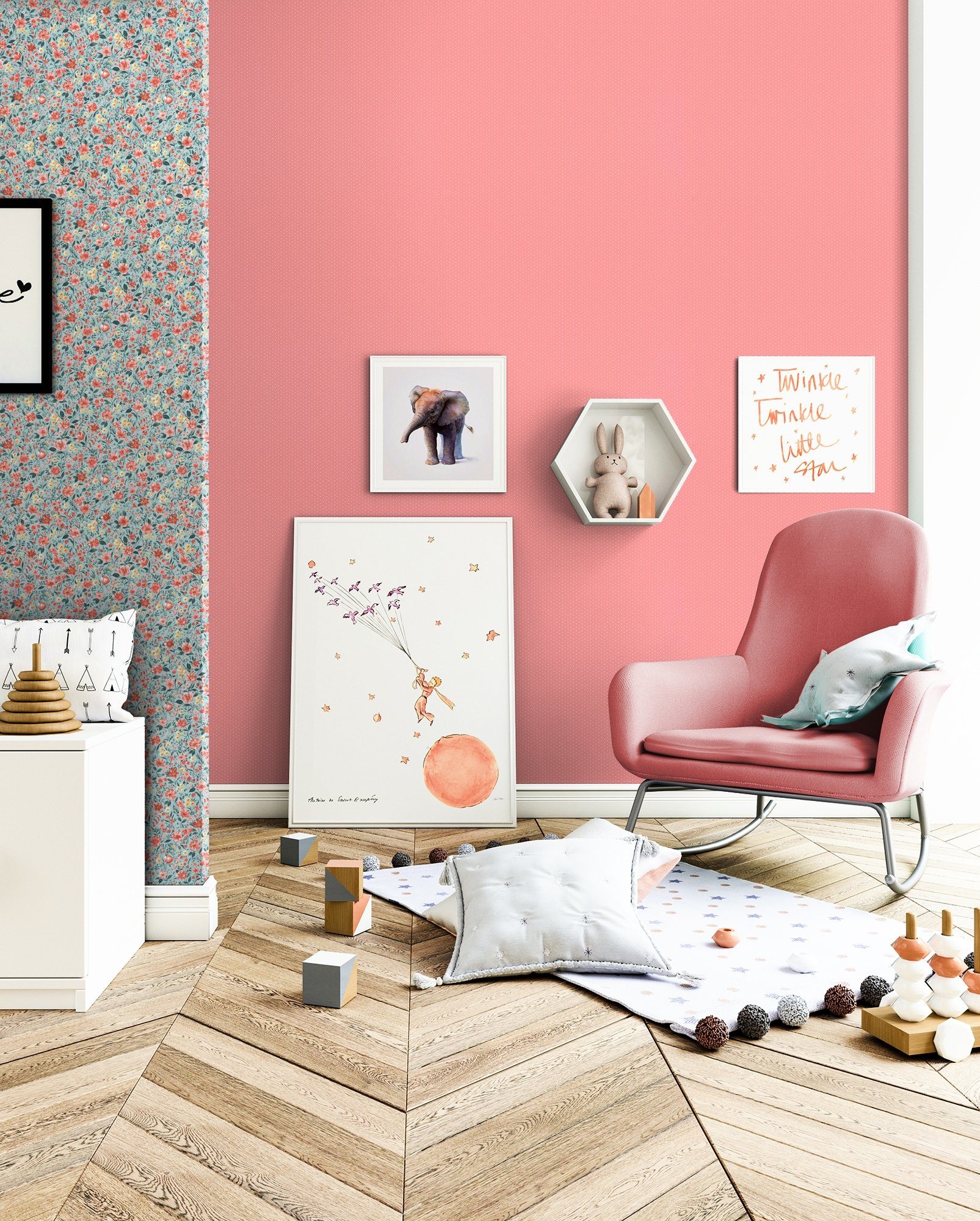 Newroom Vliestapete, Pink Tapete Landhaus Punkte - Punktetapete Koralle Weiß Romantisch Modern Pünktchen Polkadot für Wohnzimmer Schlafzimmer Büro