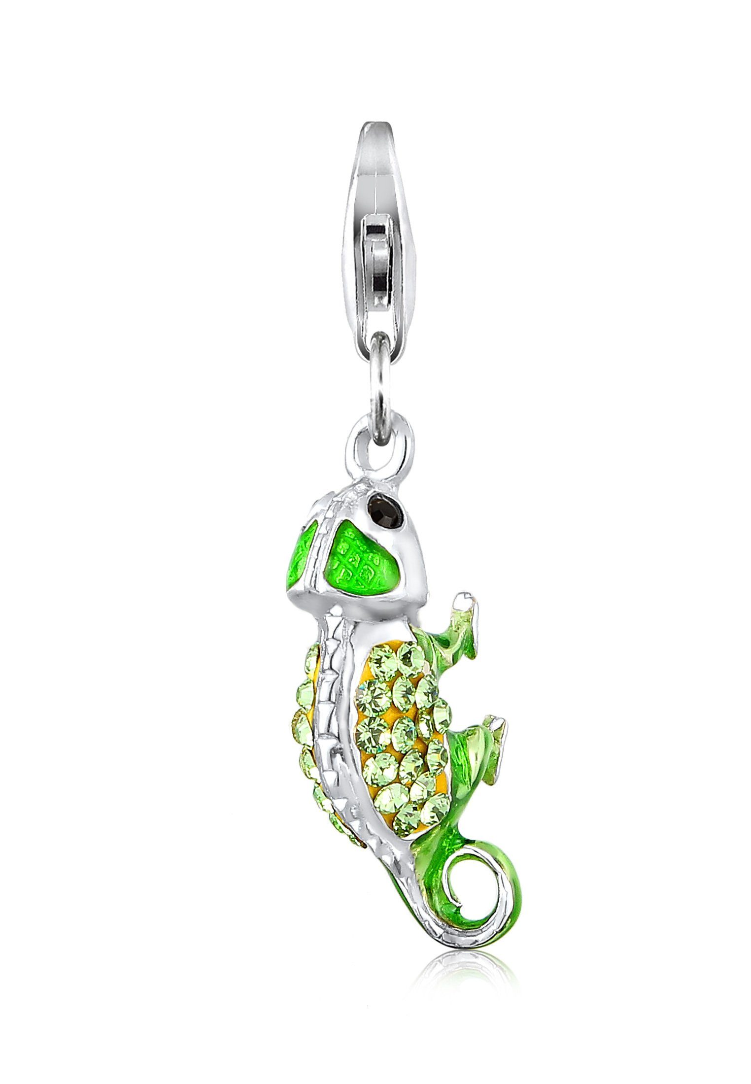 Nenalina Charm-Einhänger Chamaeleon mit Kristallen von Swarovski® 925 Silber