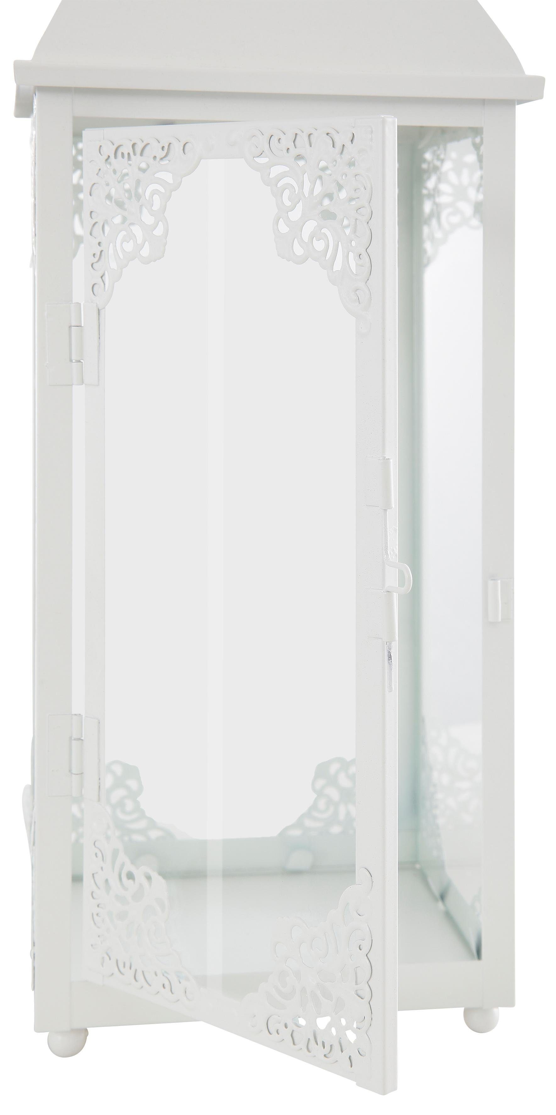 Home affaire Kerzenlaterne (Set, 2 St., im 2-teiligen Set: 29 und 44cm hoch), Windlichter mit filigranen Ornamenten aus Metall, weiß lackiert