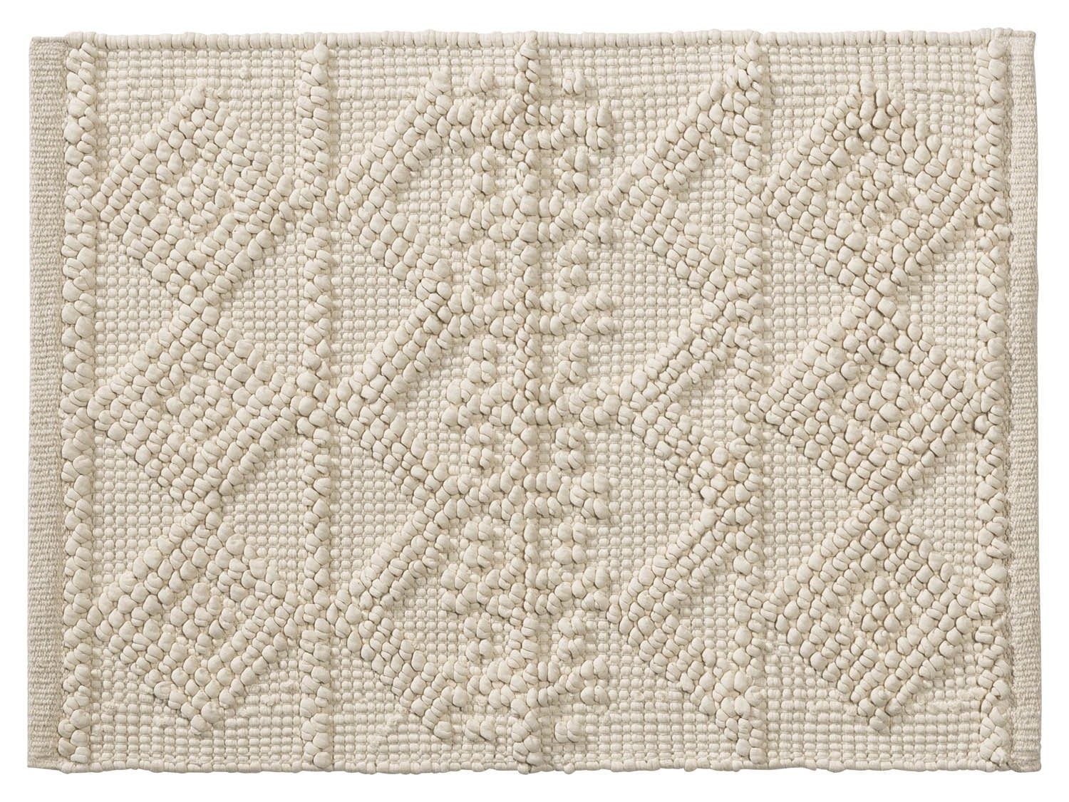 Badematte BOHO, Beige, 60 x 50 cm, Uni, rutschhemmend beschichtet, Baumwolle, rechteckig