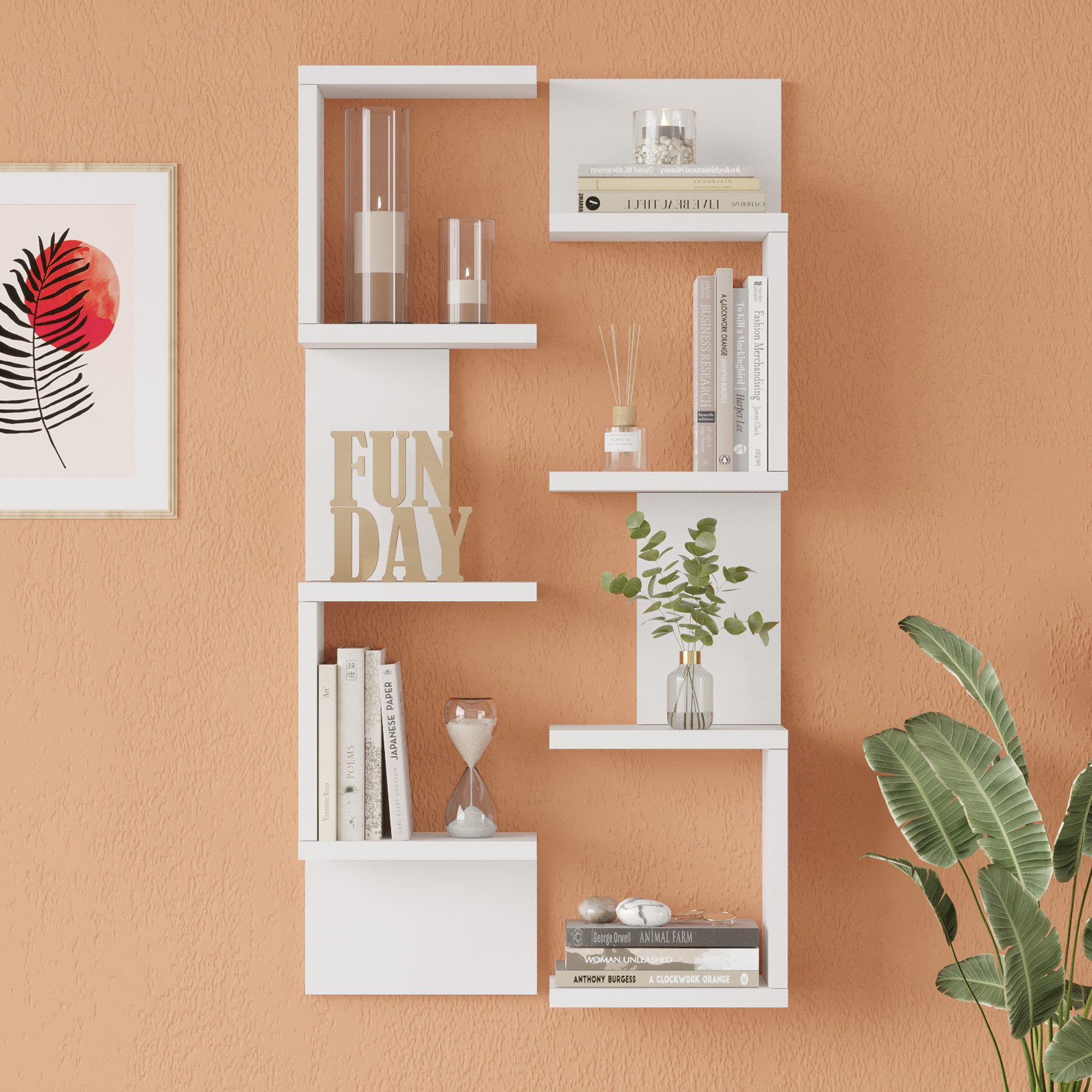 en.casa Wandregal, 2-er Set, »Omn« 93 x 24 x 15 cm Weiß