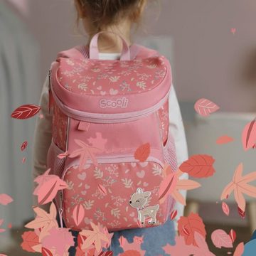 Scooli Kinderrucksack Mini-Me Daisy Deer (Set, inkl. Turnbeutel, Brotdose und Trinkflasche), Mädchen Rucksack Set Rosa mit niedlichem Rehkitz Bambi