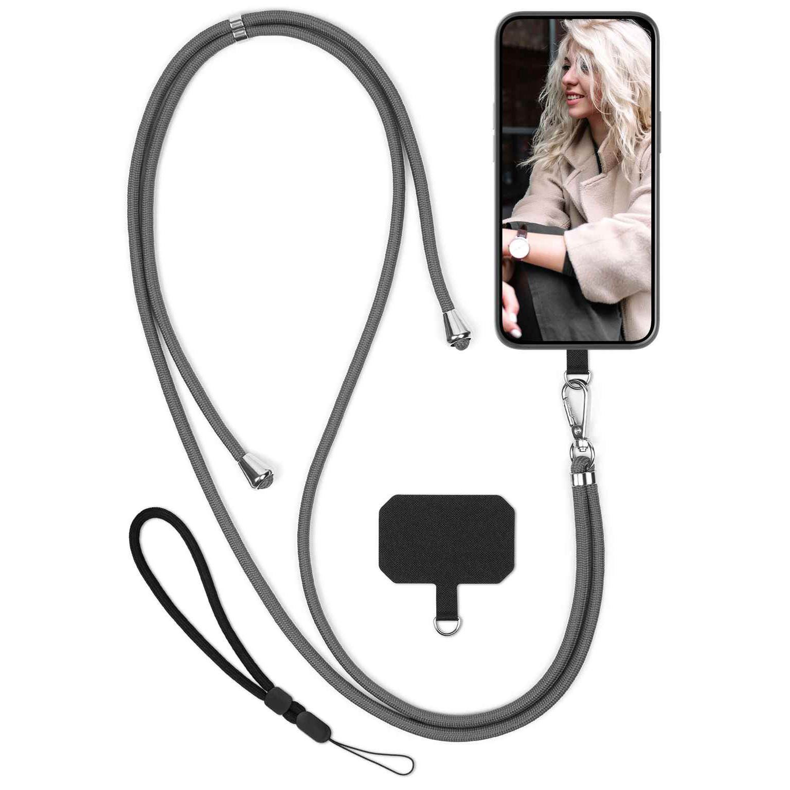 moex Handykette für Google Pixel 6a Handyband ohne Hülle Unleash Grau 6,1 Zoll, Umhängeband mit Karabiner Handy Kette zum Umhängen Band abnehmbar