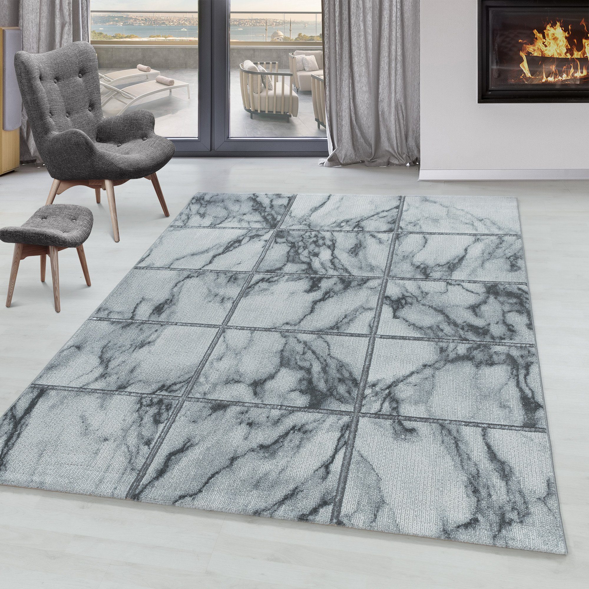 SIMPEX24 Designteppich Marmor Design, Rechteckig, Höhe: günstig online kaufen