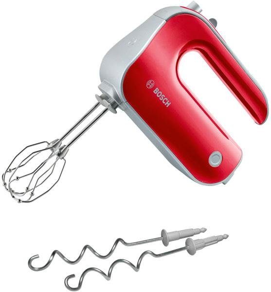 BOSCH Handmixer Styline MFQ40303, Edelst. Rührbesen/Knethaken, 5 Stufen, rot, 500 W, Turbostufe, leichtes Gehäuse, Made in Europe