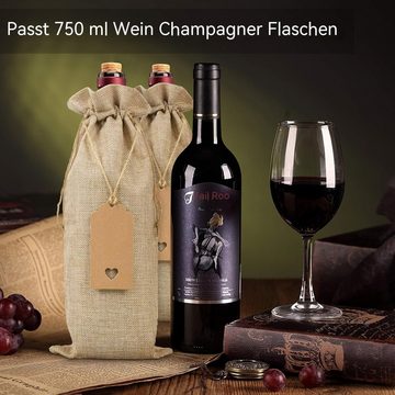 Lubgitsr Weinkiste Jute Weinbeutel mit Geschenkanhängern, 12er Set