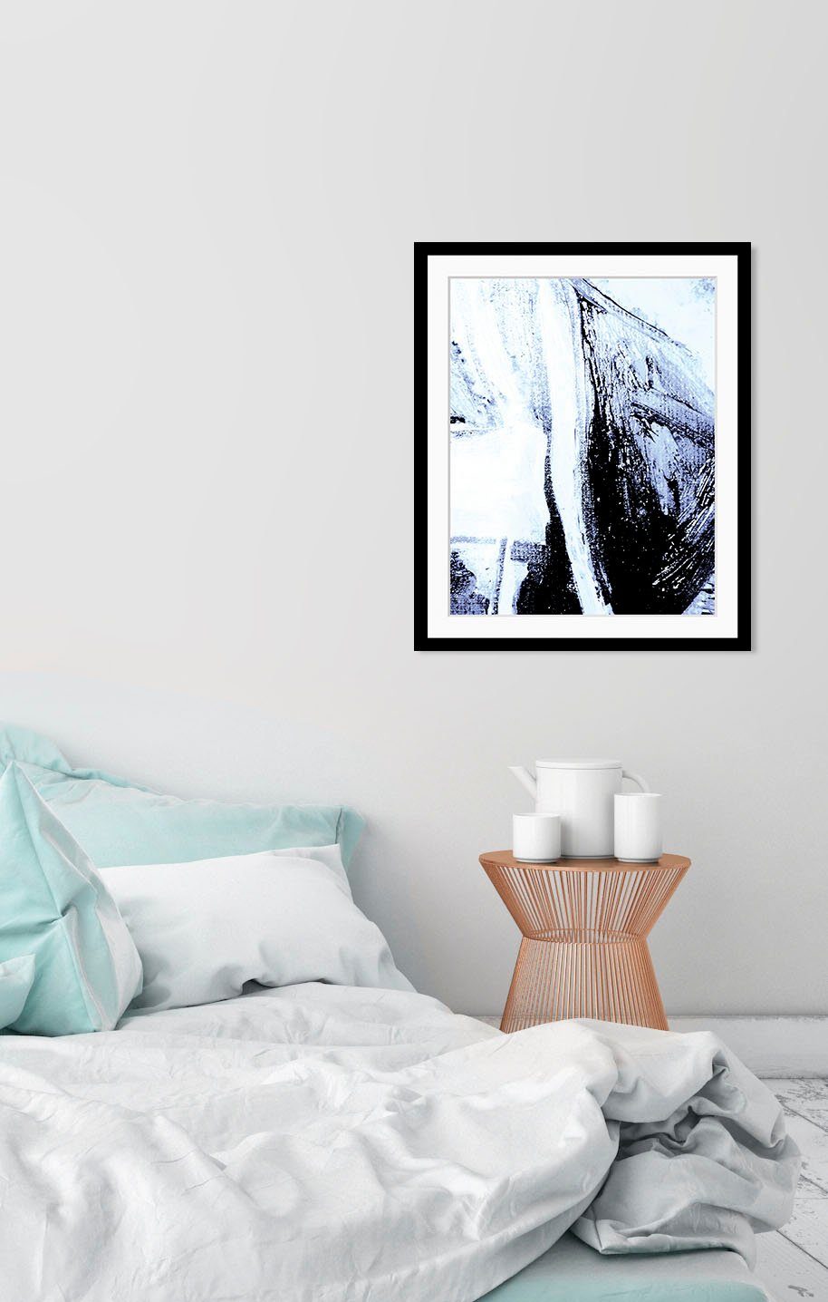 queence Bild Luis, Abstrakt, Kunst, Modern, Schwarz-Weiß (1 St), HD Premium Poster-Druck inkl. Holzrahmen