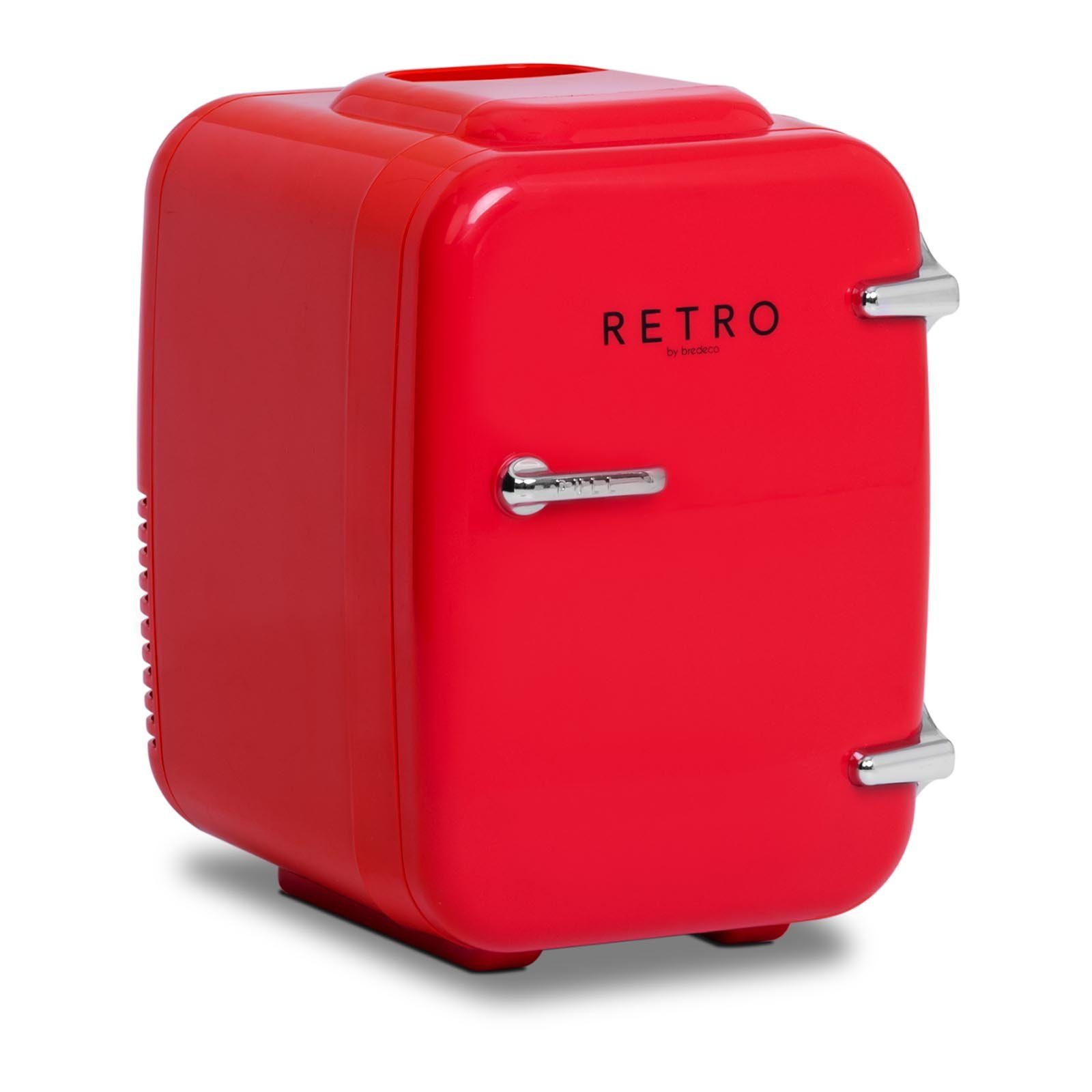 Bredeco Elektrische Kühlbox Mini Kühlschrank Tischkühlschrank Kühlschrank  Mini 4 L rot