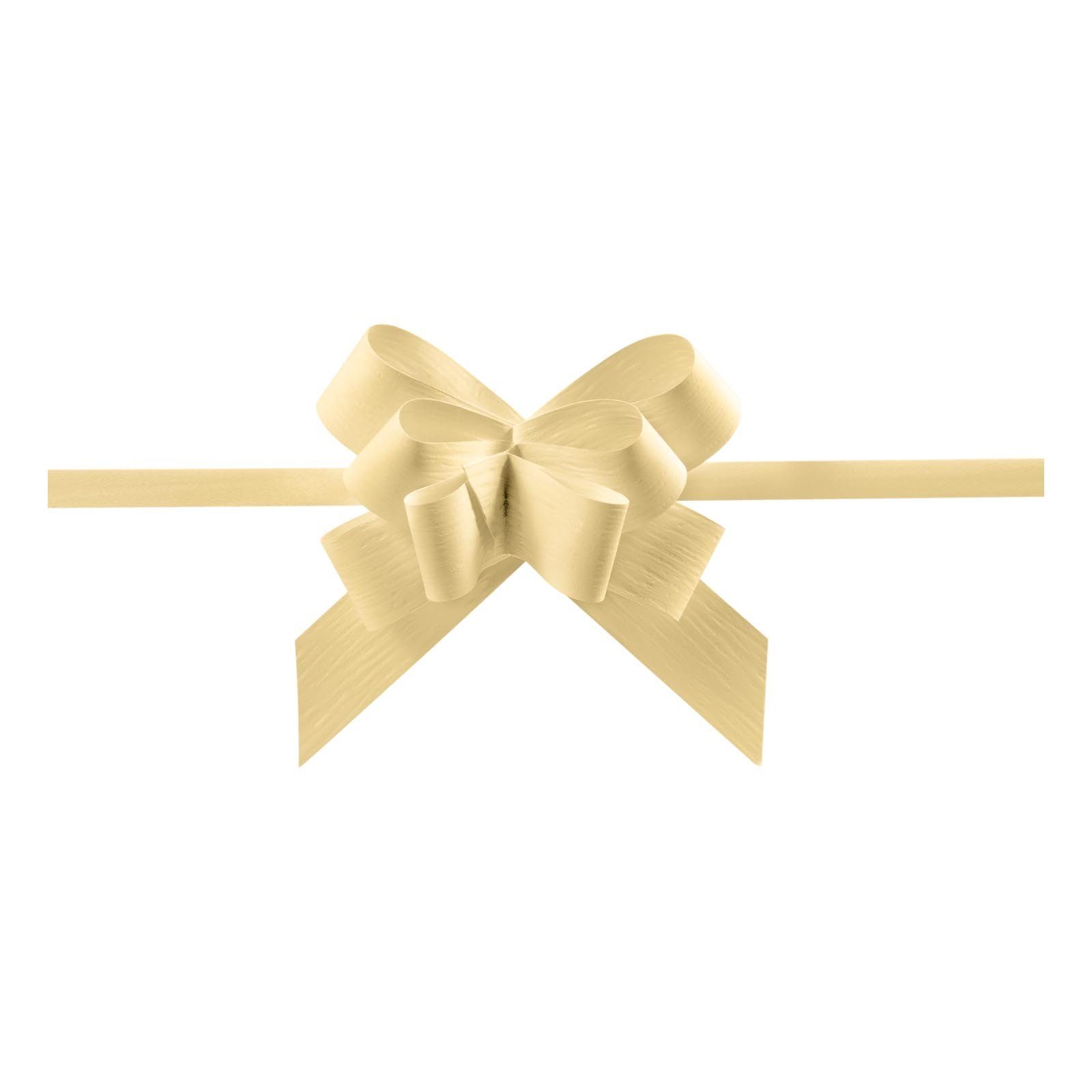 KK Verpackungen Geschenkband, 100 x Ziehschleife Geschenkschleife 19 mm Creme | Geschenkpapier
