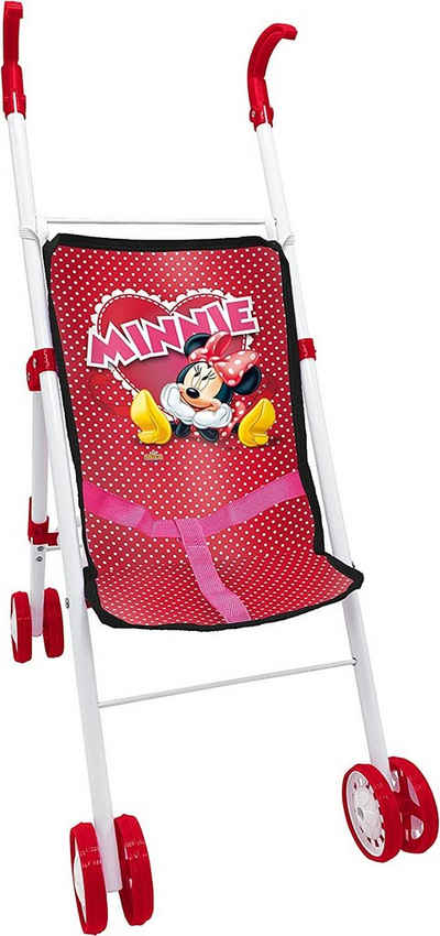 Disney Puppenwagen Disney Minnie Maus Buggy Puppenwagen in Rot, Klappbarer Spielzeug Kinderwagen für Mädchen ab 3 Jahren