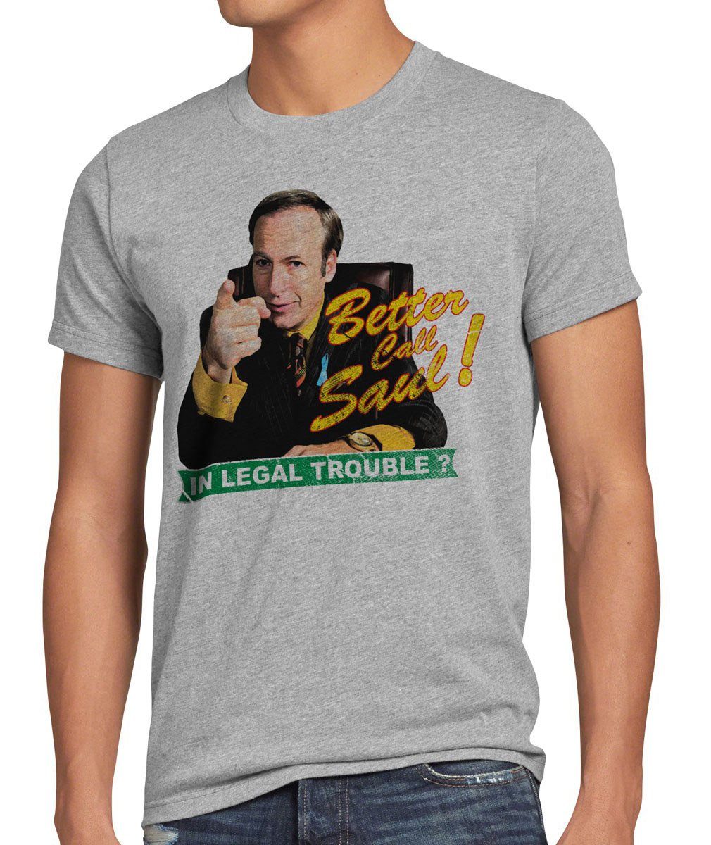 style3 Print-Shirt Herren T-Shirt Better call Saul Goodman breaking heisenberg walter bad white tee grau meliert