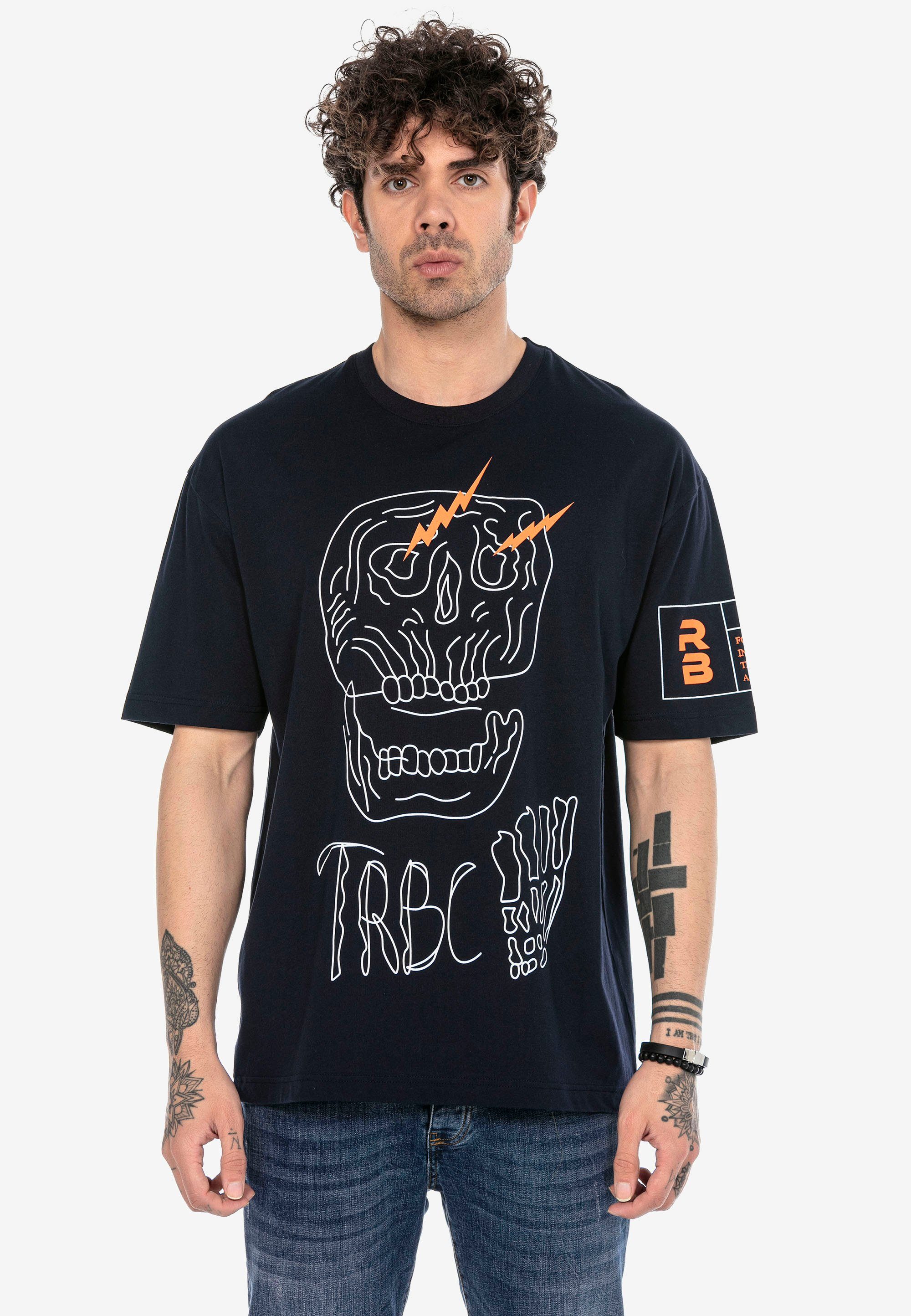 RedBridge T-Shirt McAllen mit stylischem Totenkopf-Print dunkelblau
