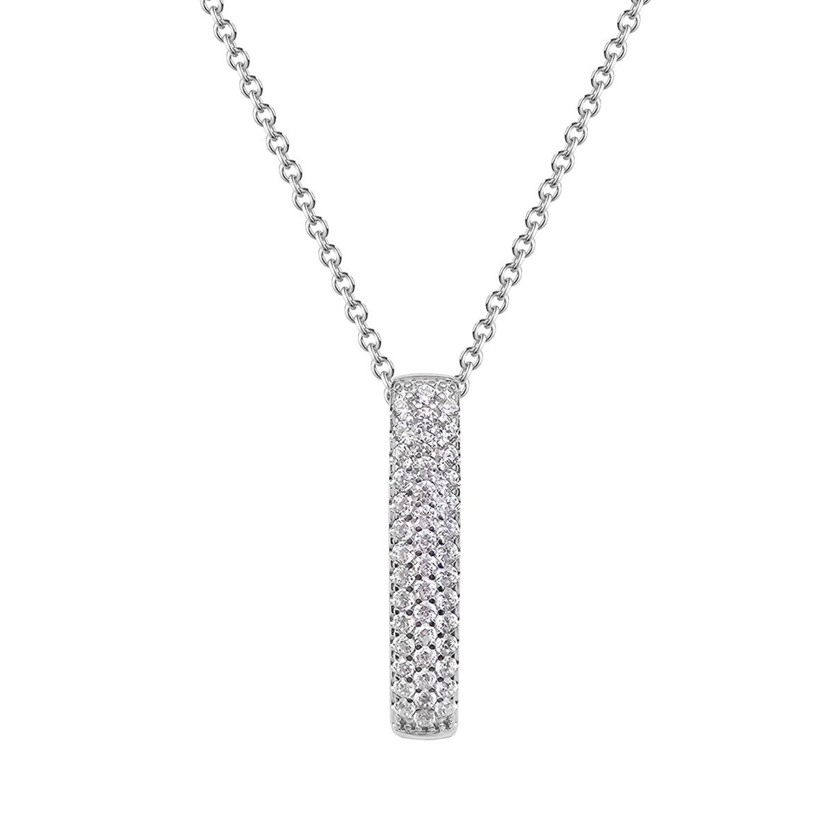 Valentinstagsgeschenk Reflexion Diamonds Silberkette moderne Damenkette, rechteckiger Anhänger, Zirkonia, 925er, Damen Collier mit Zirkonia (synth)