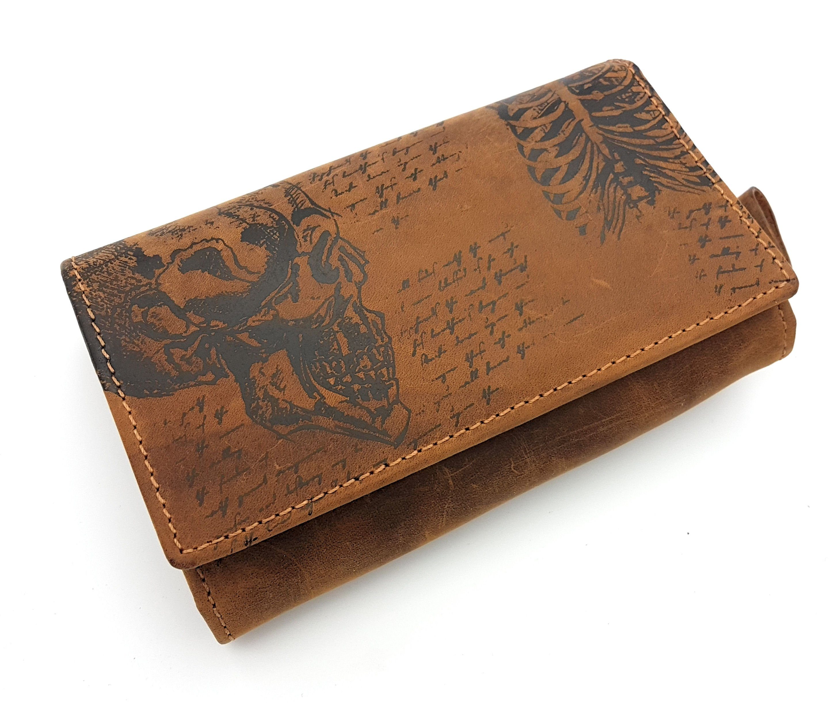 JOCKEY CLUB Geldbörse echt Leder Portemonnaie mit RFID Schutz Totenkopf Ske günstig online kaufen