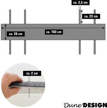 DuneDesign Bankauflage 2x FILZ Bierbank Auflage zum Wenden Polster, (1 St), 180x28x2 cm Bierzeltgarnitur