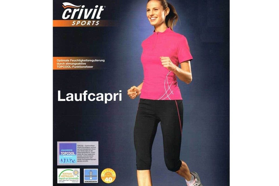 crivit Caprileggings Damen Laufcapri 3/4 Sporthose Capri-Leggings Laufleggings