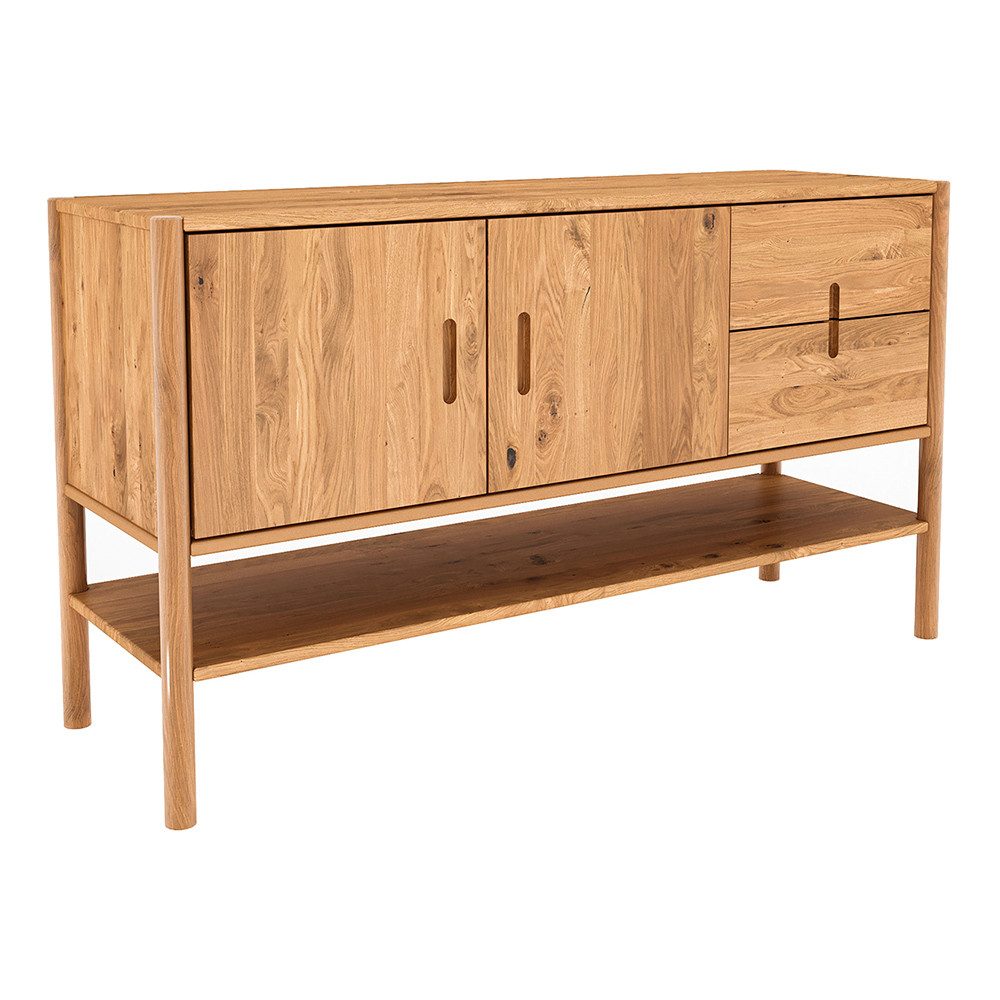 Lomadox Sideboard PORI-165, Eiche massiv geölt, 142 cm breit, montierte Lieferung